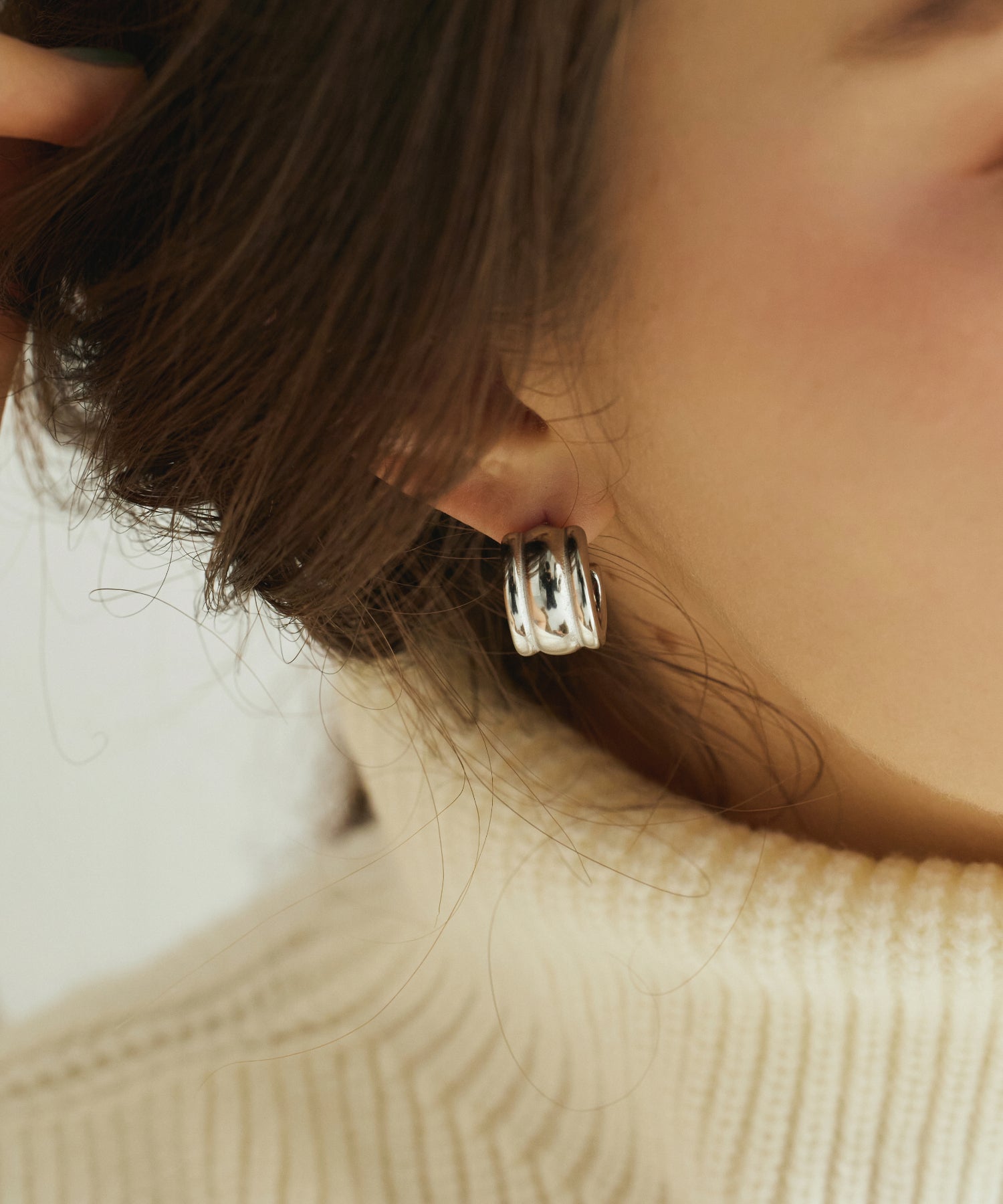 シルバー]トリプルラインピアス