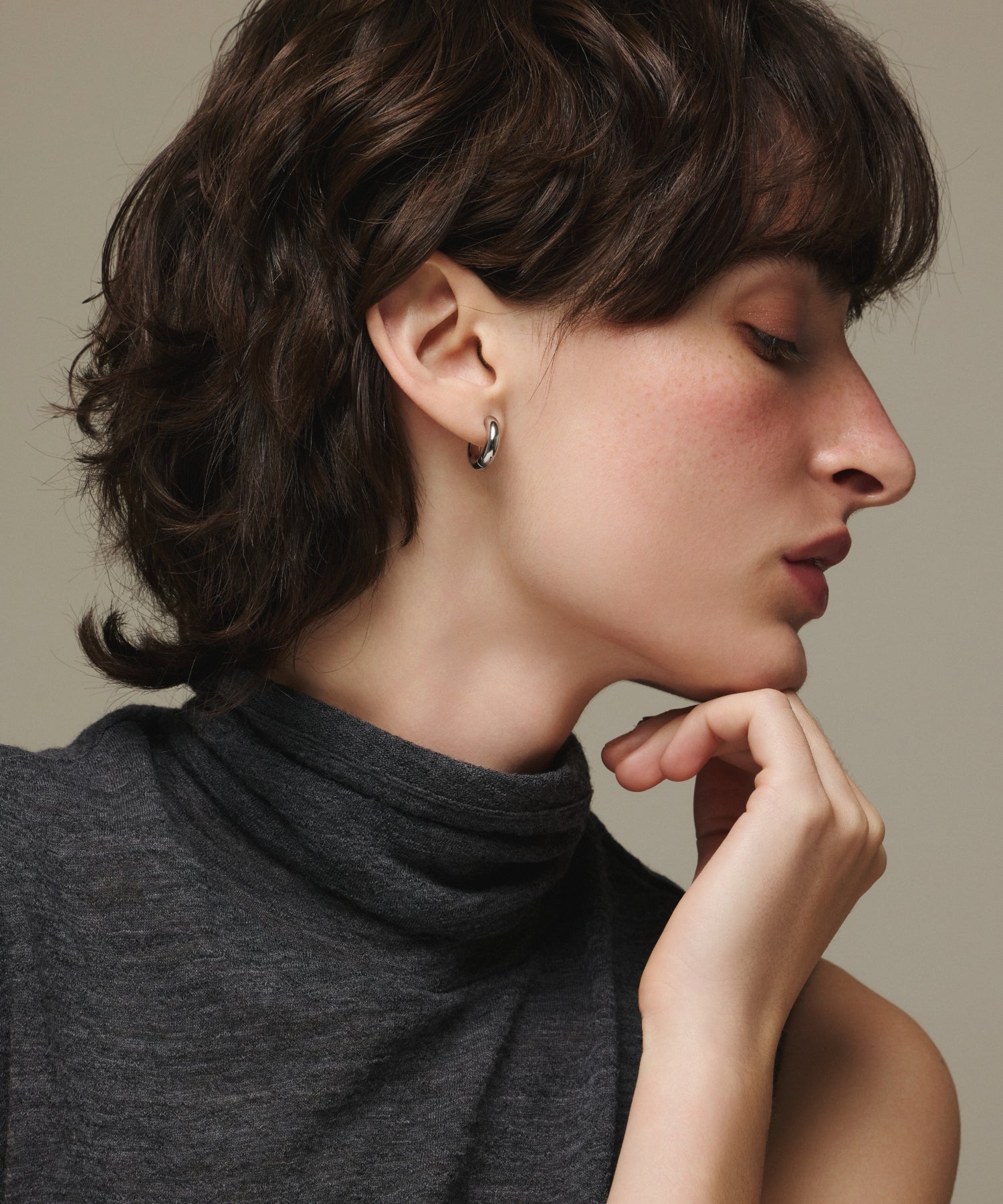 [シルバー]ループピアス(medium)
