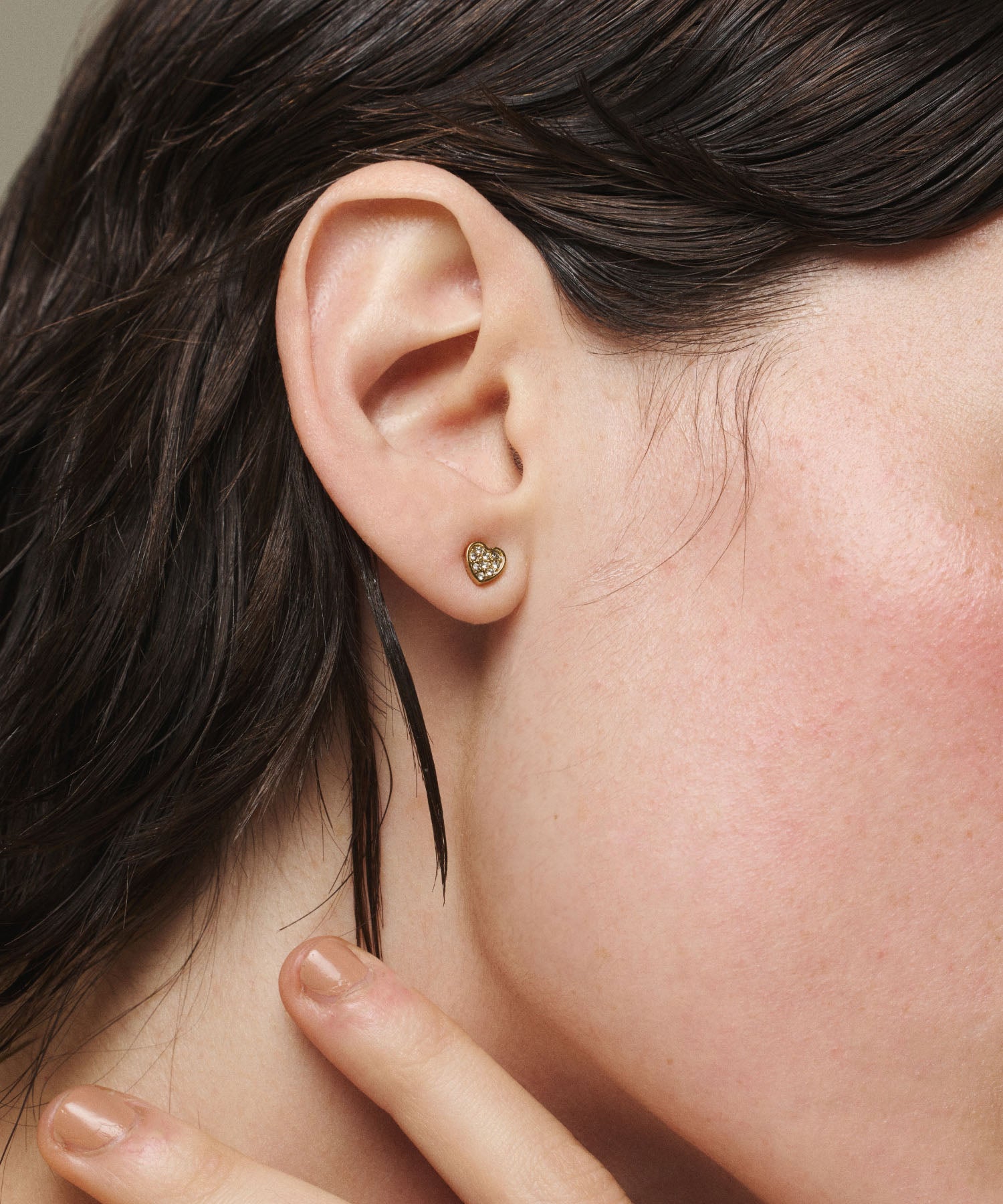 [Gold] Zirconia Heart Earrings
