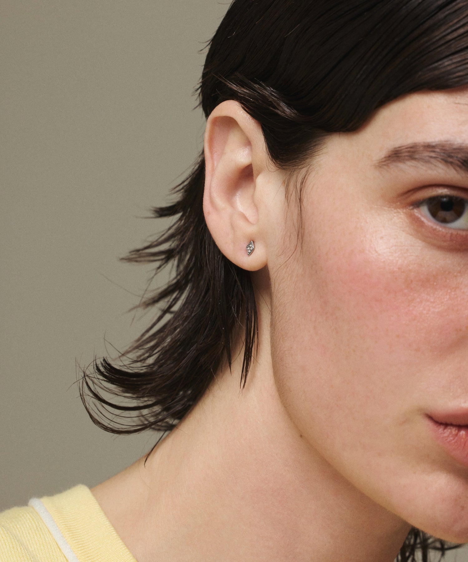 シルバー]ジルコニアフレームピアス