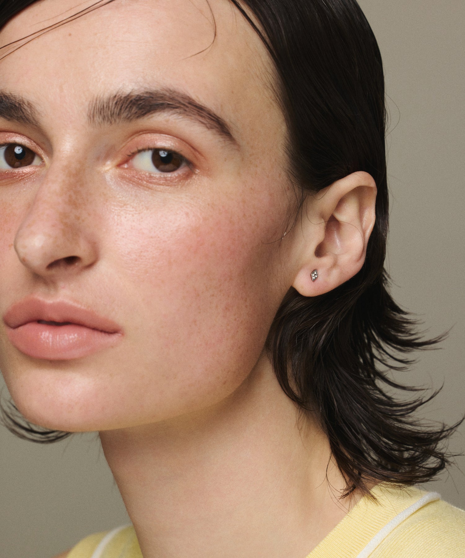 [Silver] Zirconia Frame Earrings