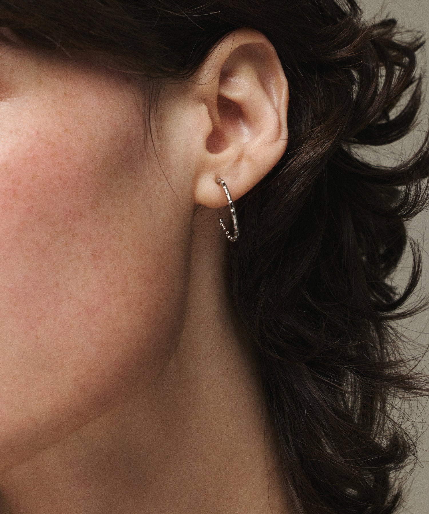 [Silver] Crunch Hoop Earrings