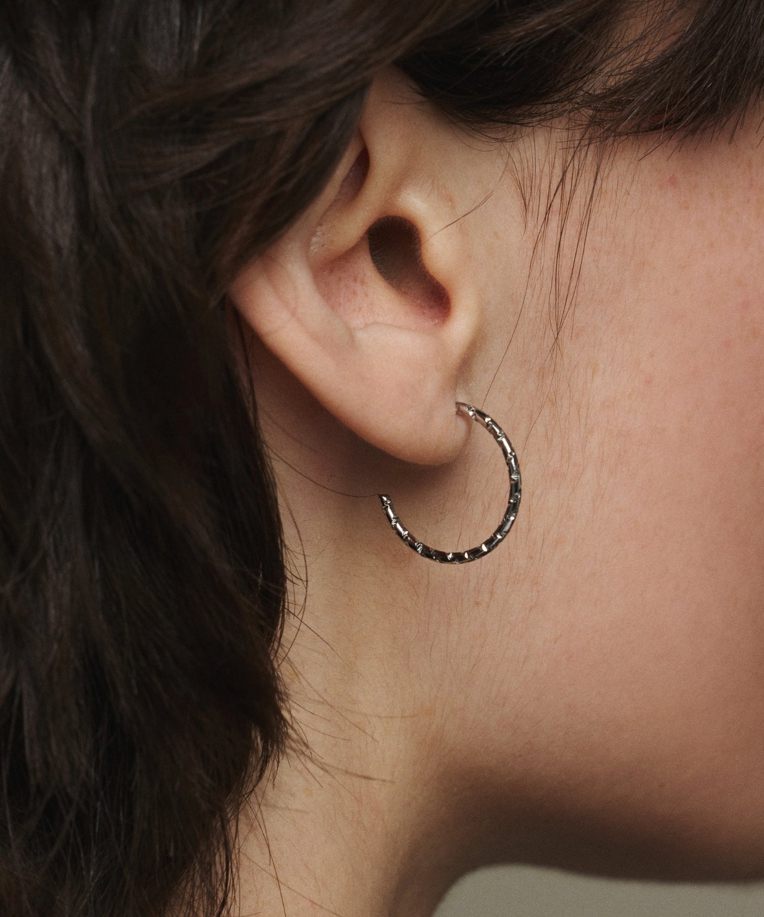[Silver] Crunch Hoop Earrings
