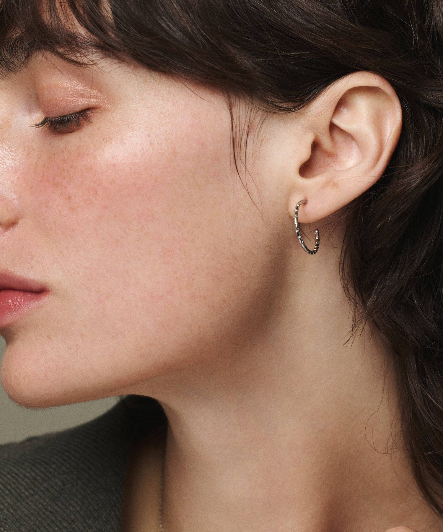 [Silver] Crunch Hoop Earrings