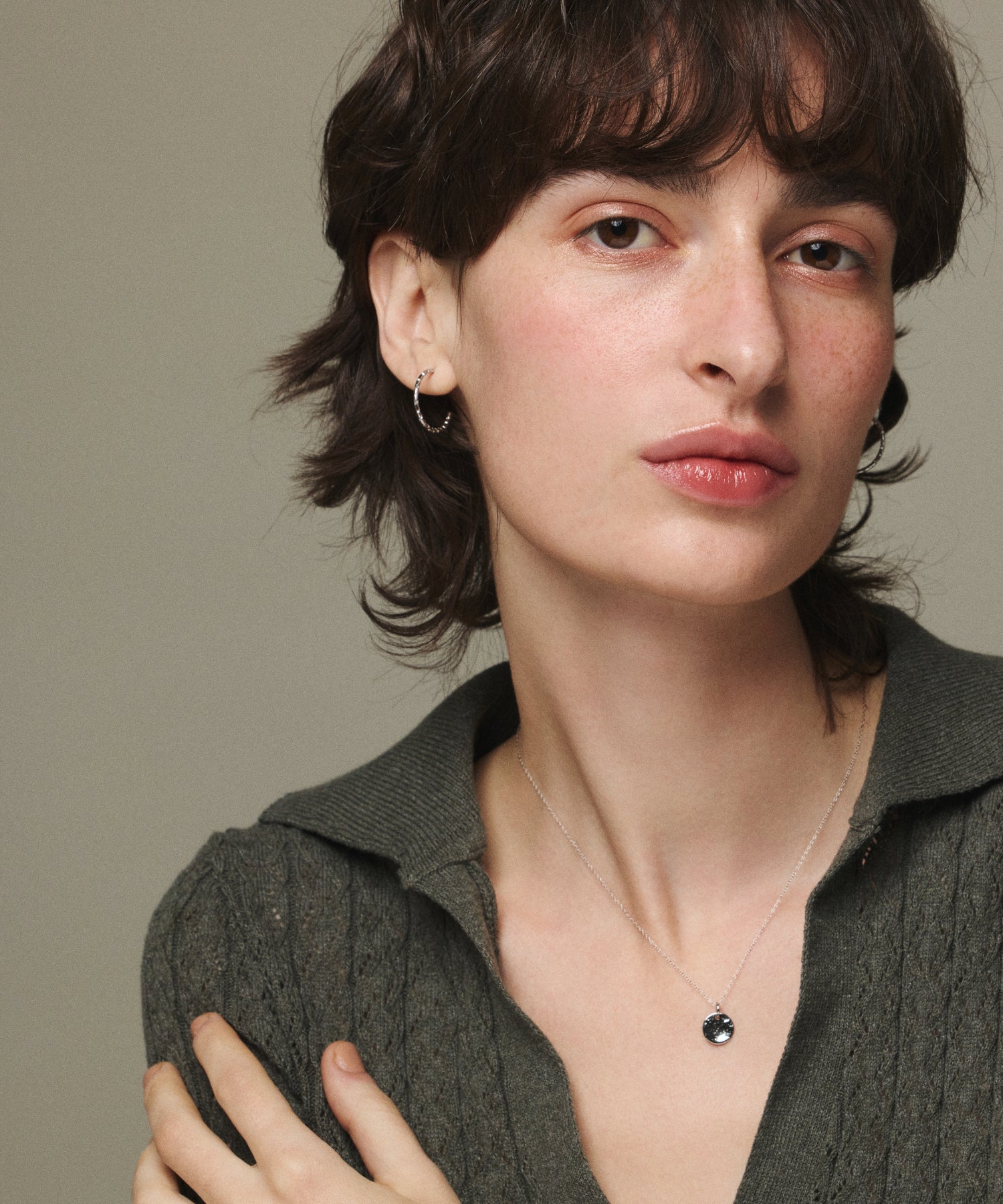 [Silver] Crunch Hoop Earrings