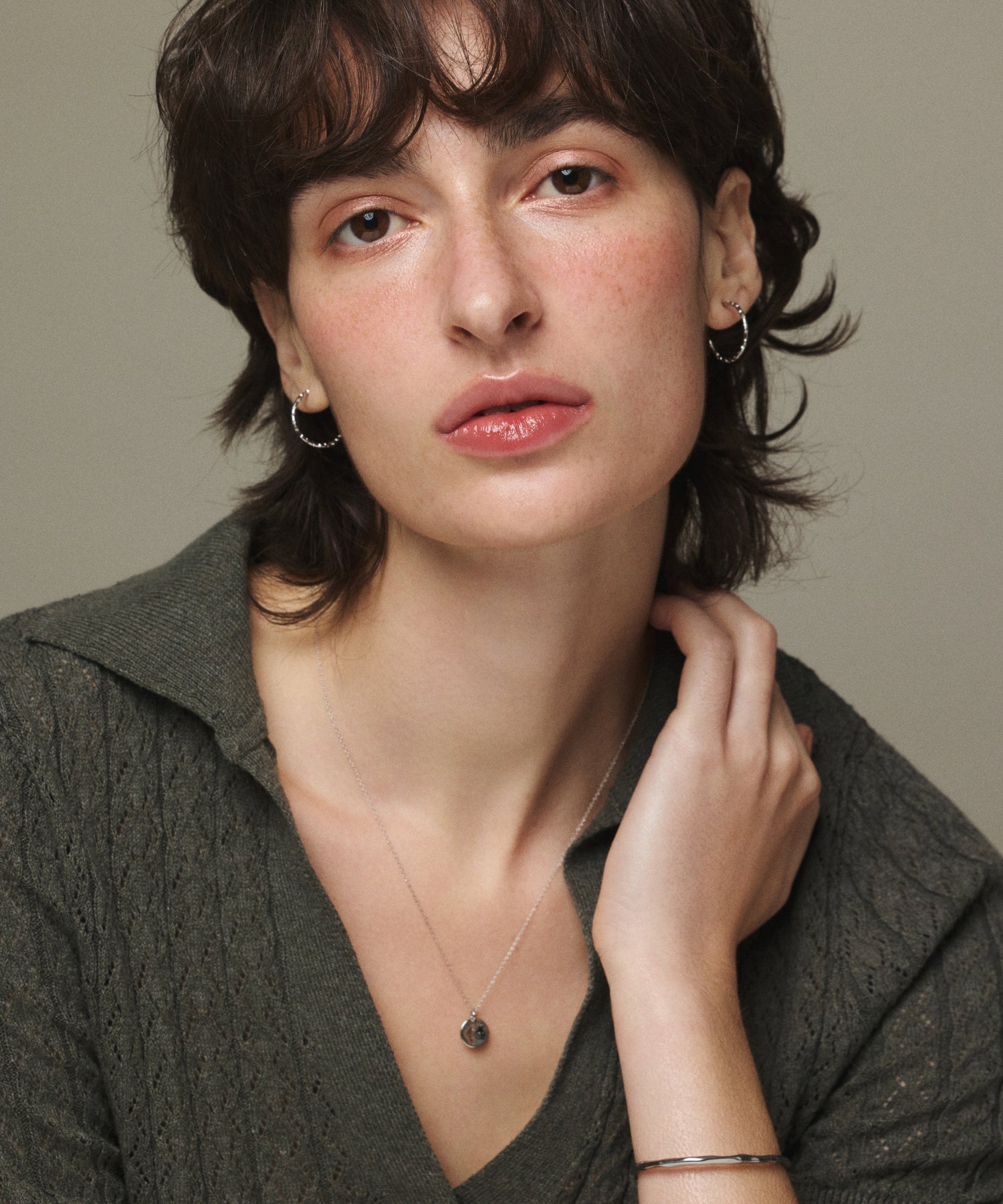 [Silver] Crunch Hoop Earrings