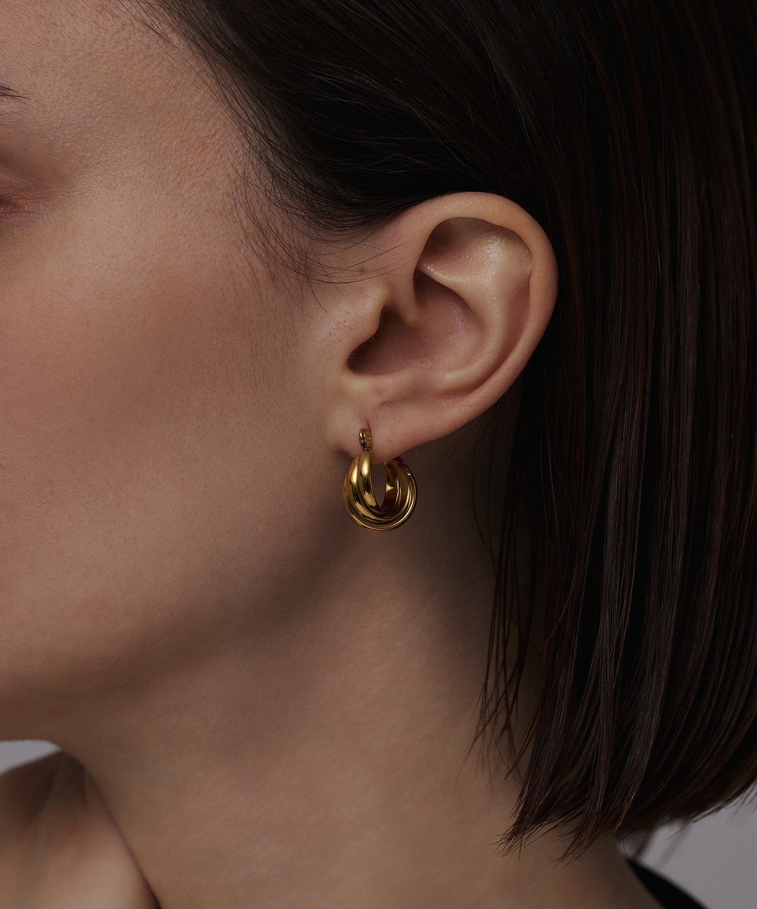 ゴールド]トリプルウェブフープピアス(small)