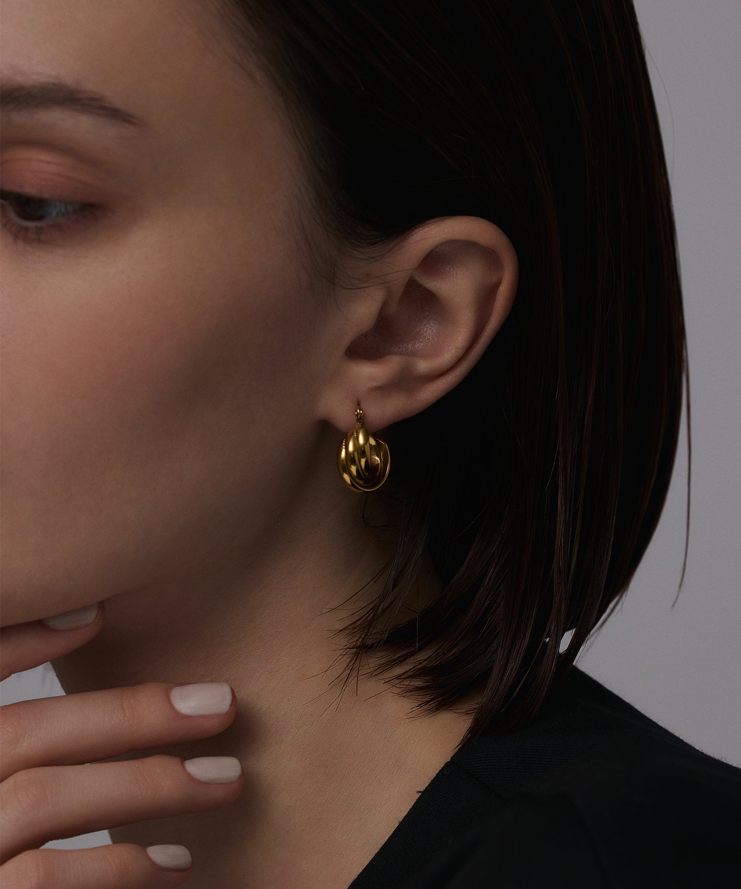 ゴールド]トリプルウェブフープピアス(small)