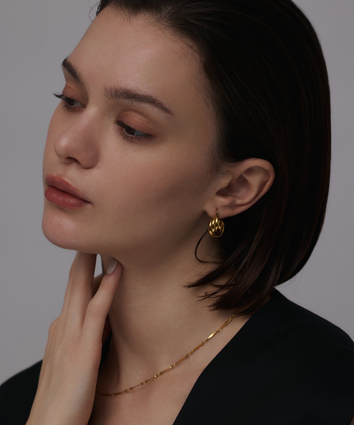 ゴールド]トリプルウェブフープピアス(small)