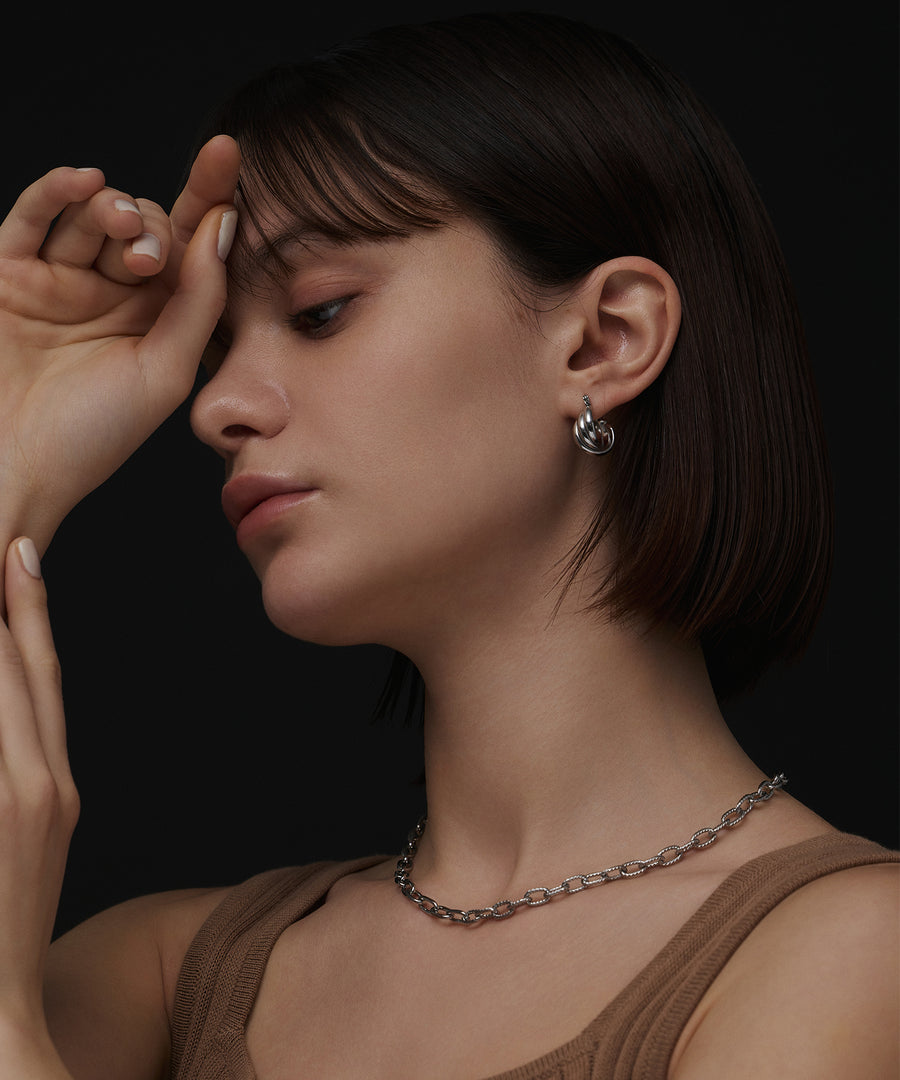 [シルバー]トリプルウェブフープピアス(small)