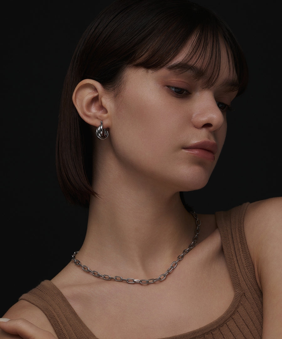 [シルバー]トリプルウェブフープピアス(small)