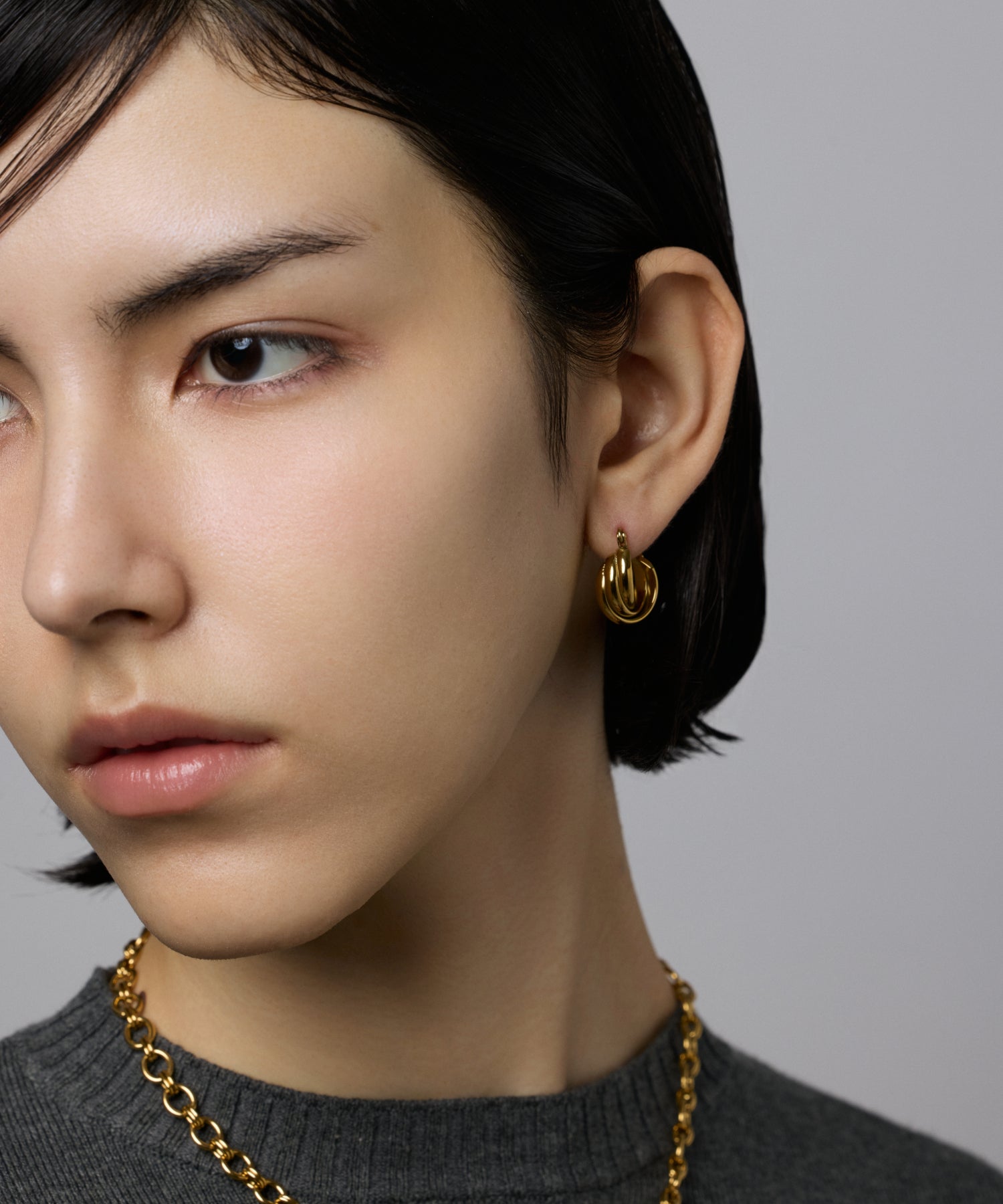 予約販売(4月中旬発送予定)】[ゴールド]トリプルウェブフープピアス(small)