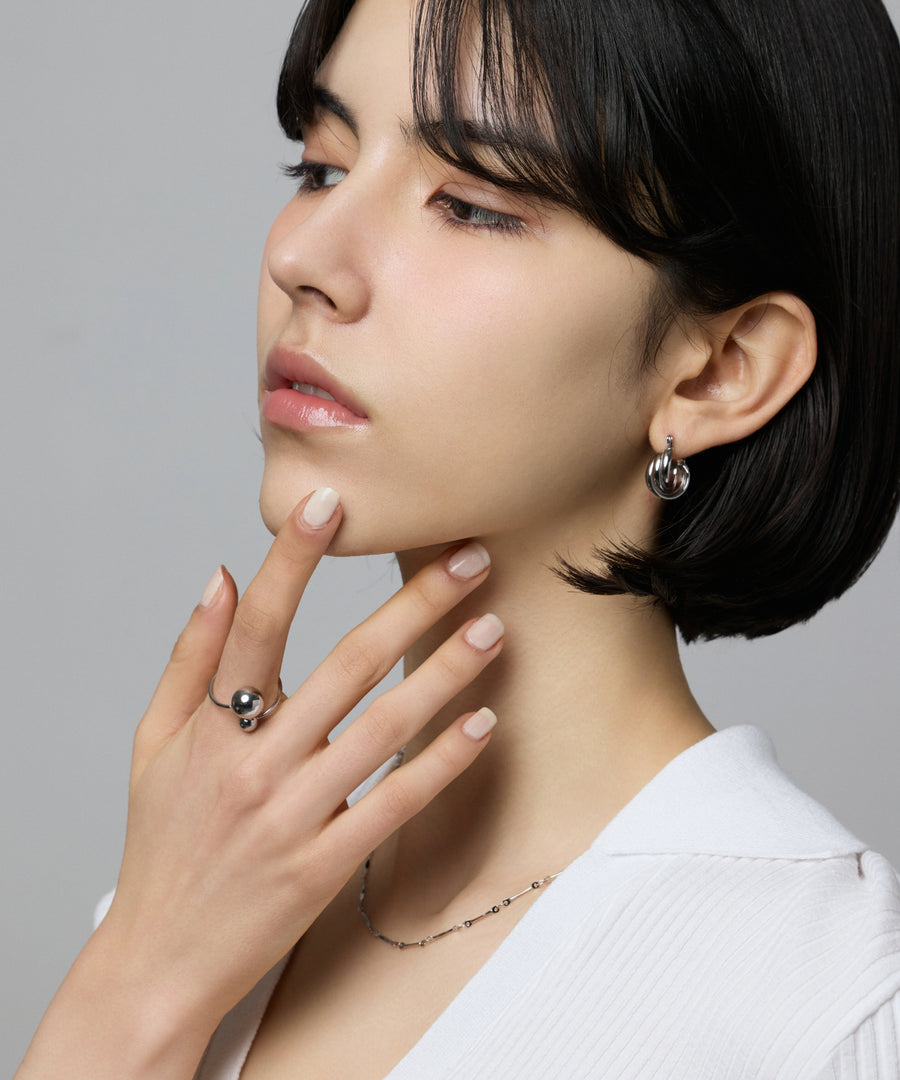 [シルバー]トリプルウェブフープピアス(small)