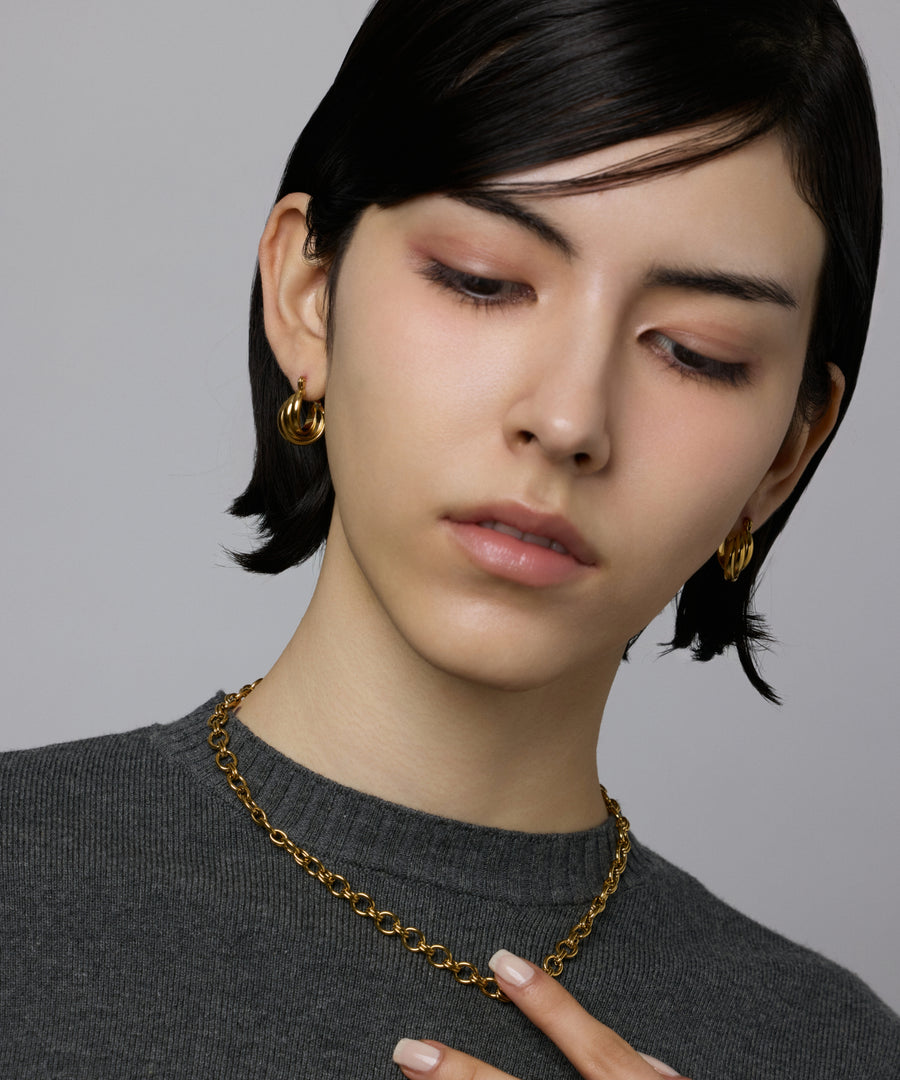 [ゴールド]トリプルウェブフープピアス(small)