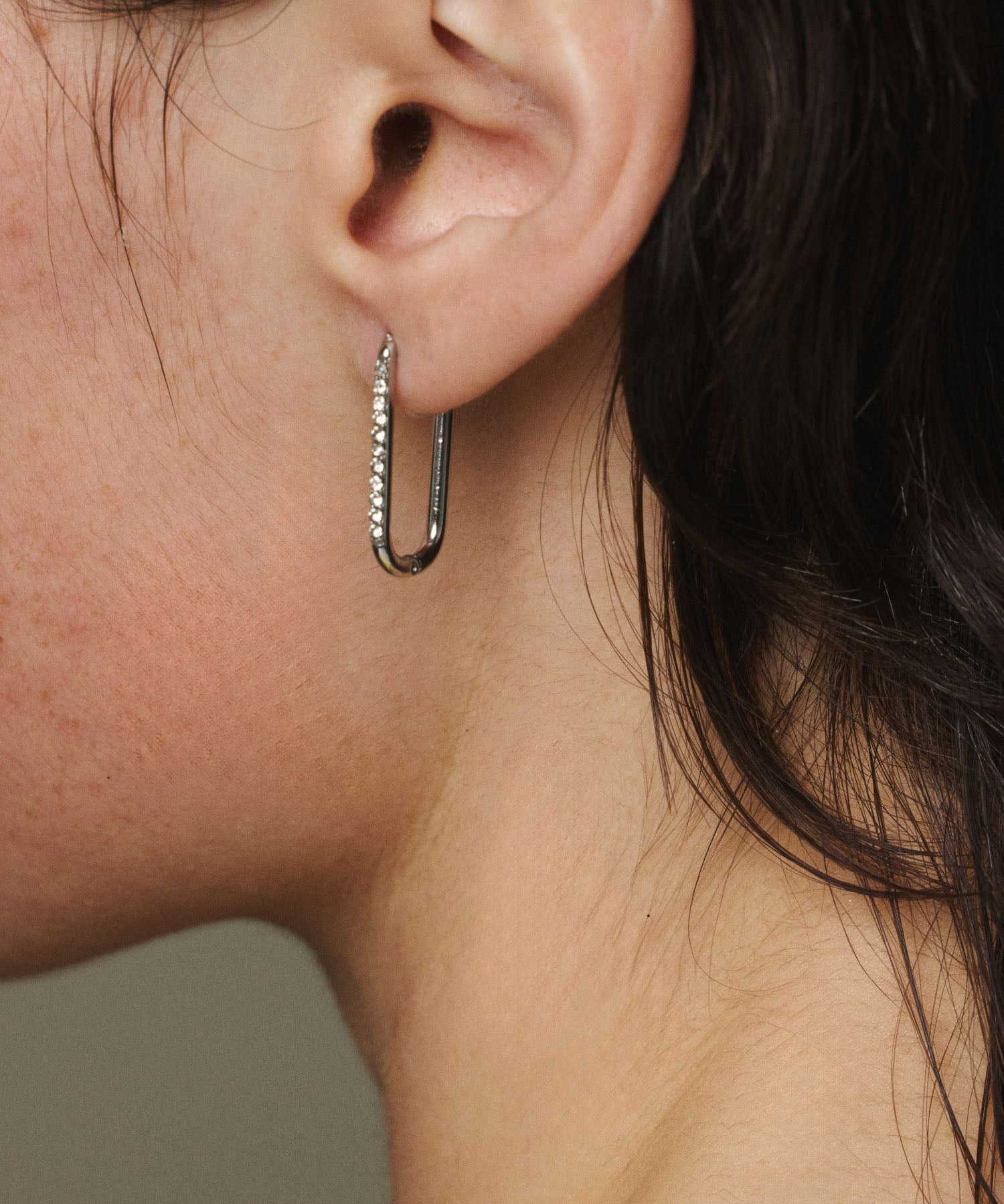 [Silver] Zirconia U-Line Earrings