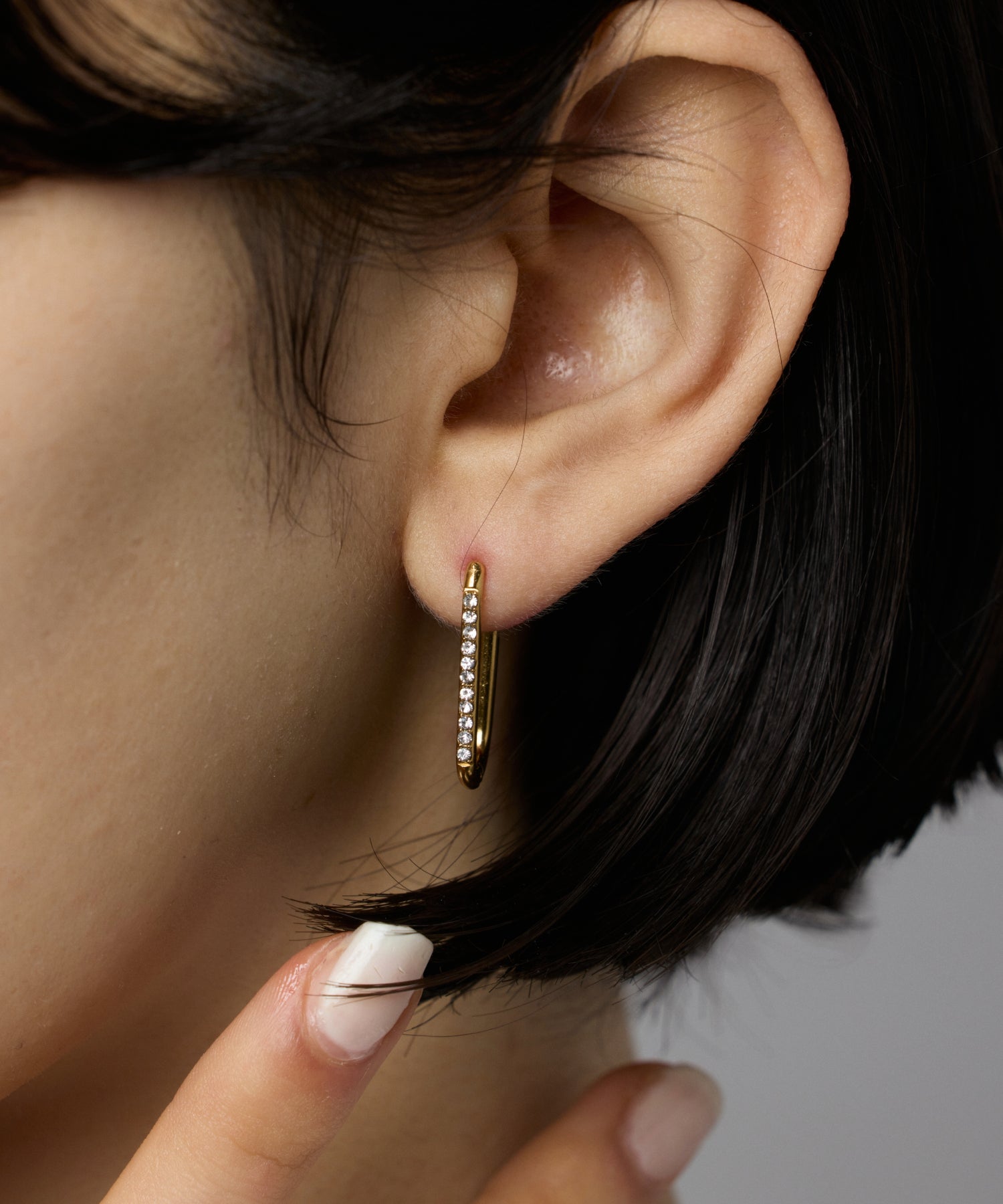 [Gold] Zirconia U-Line Earrings