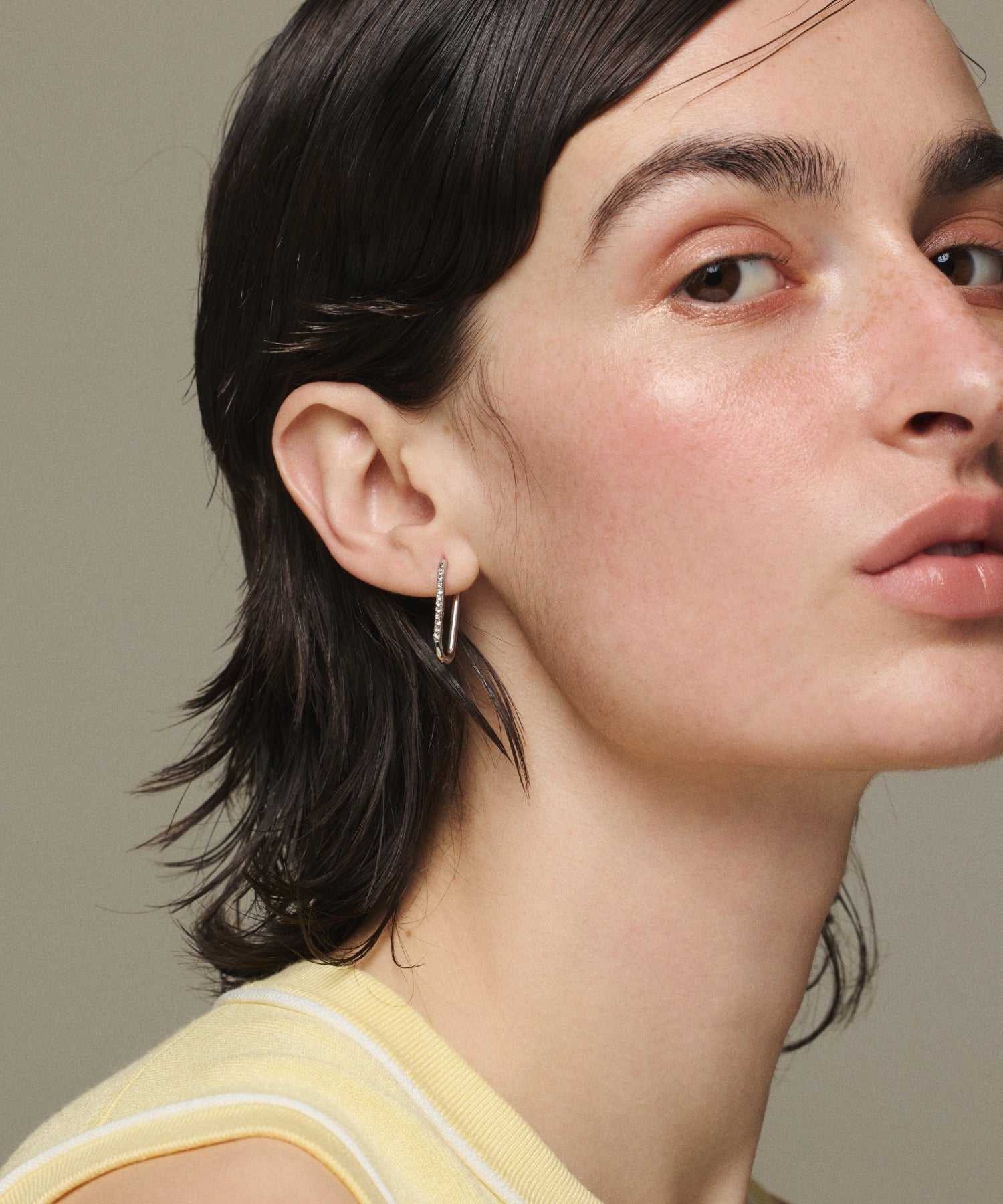 [Silver] Zirconia U-Line Earrings