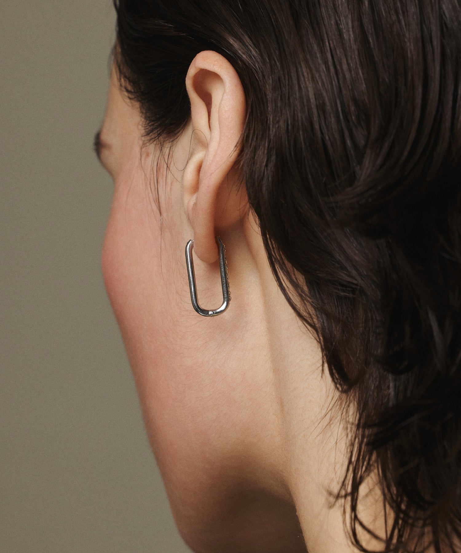 [Silver] Zirconia U-Line Earrings