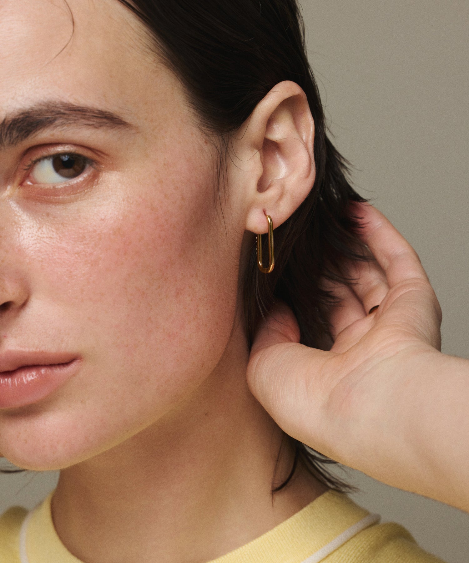 [Gold] Zirconia U-Line Earrings
