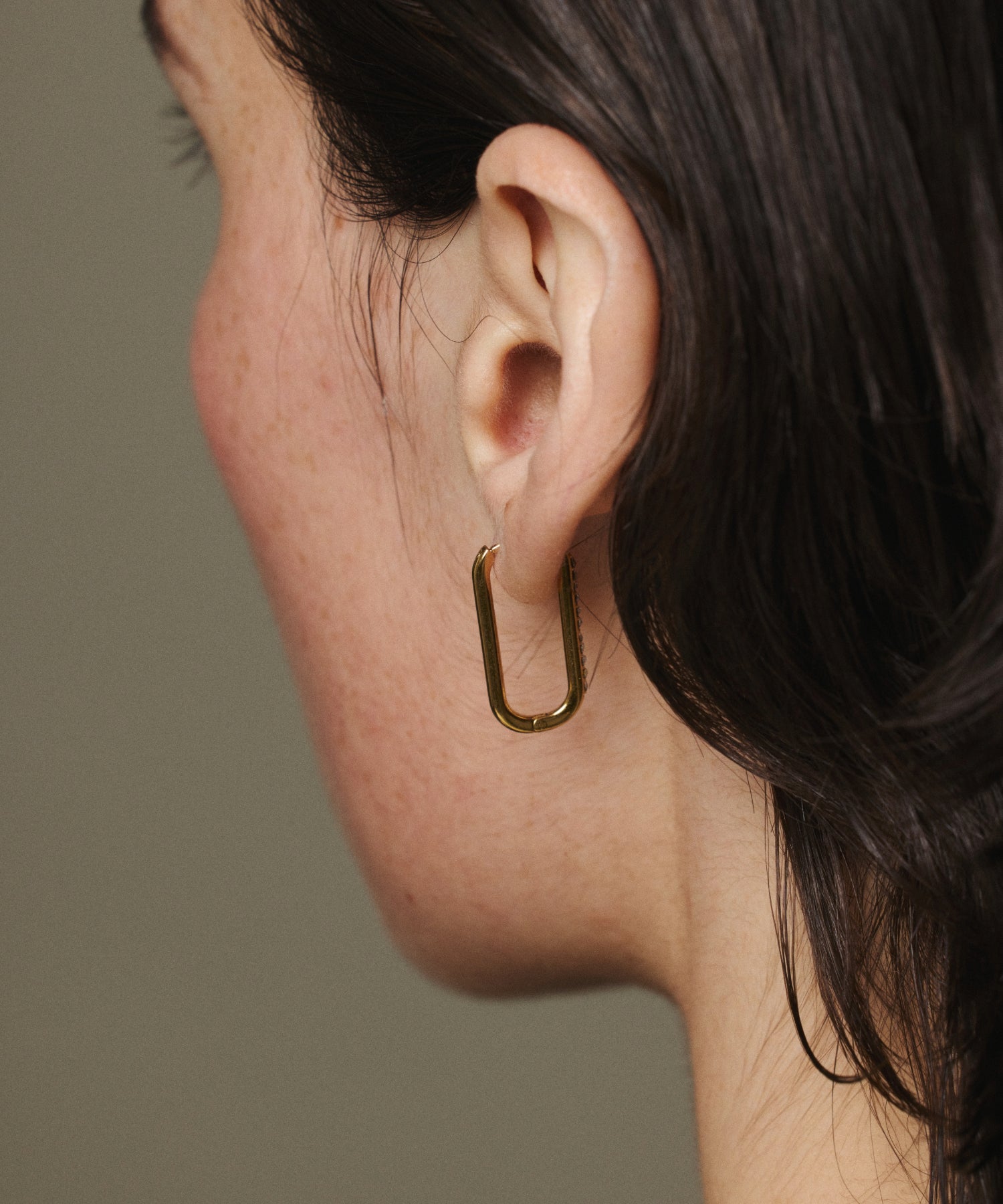 [Gold] Zirconia U-Line Earrings