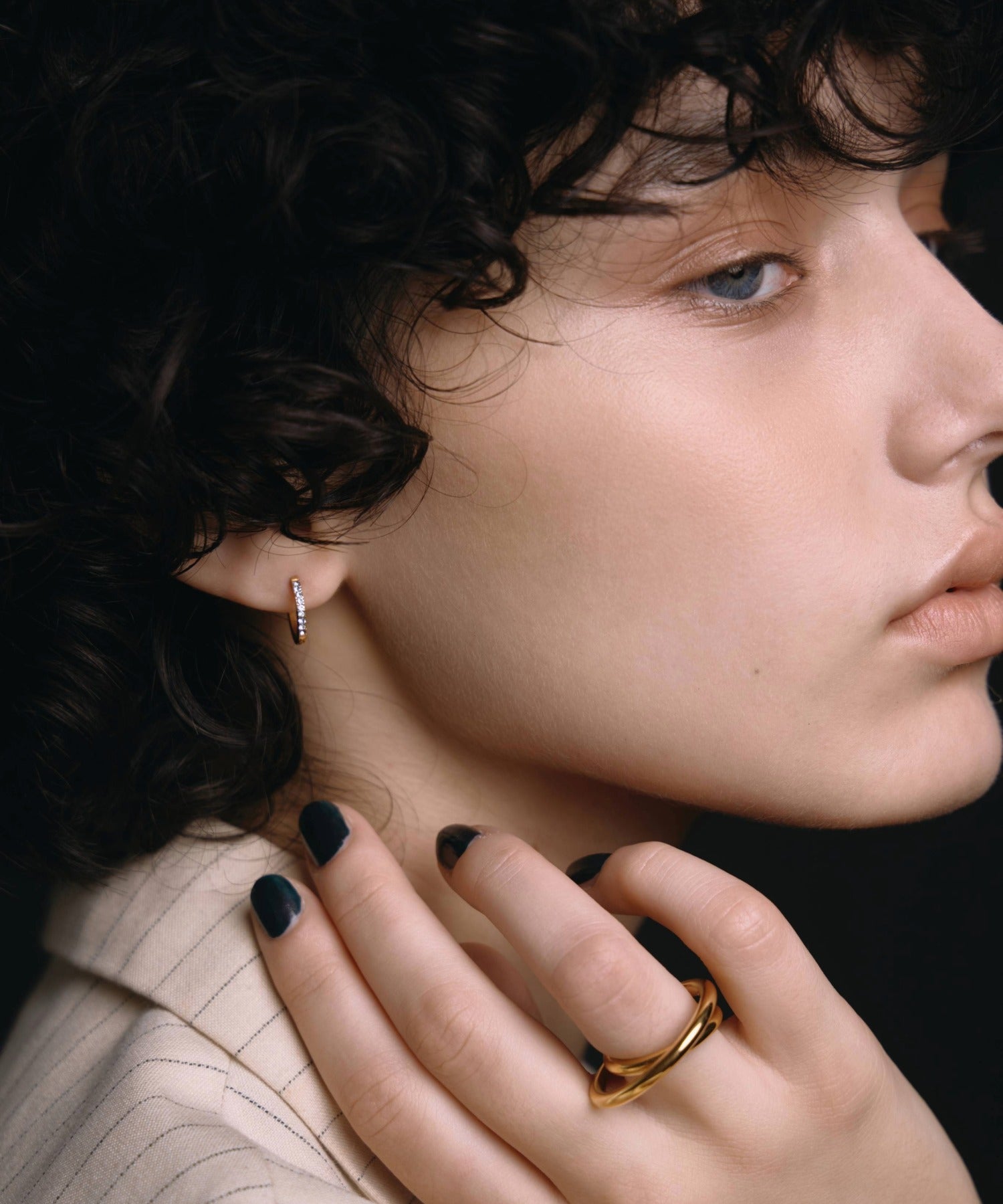 [Gold] Zirconia Hoop Earrings
