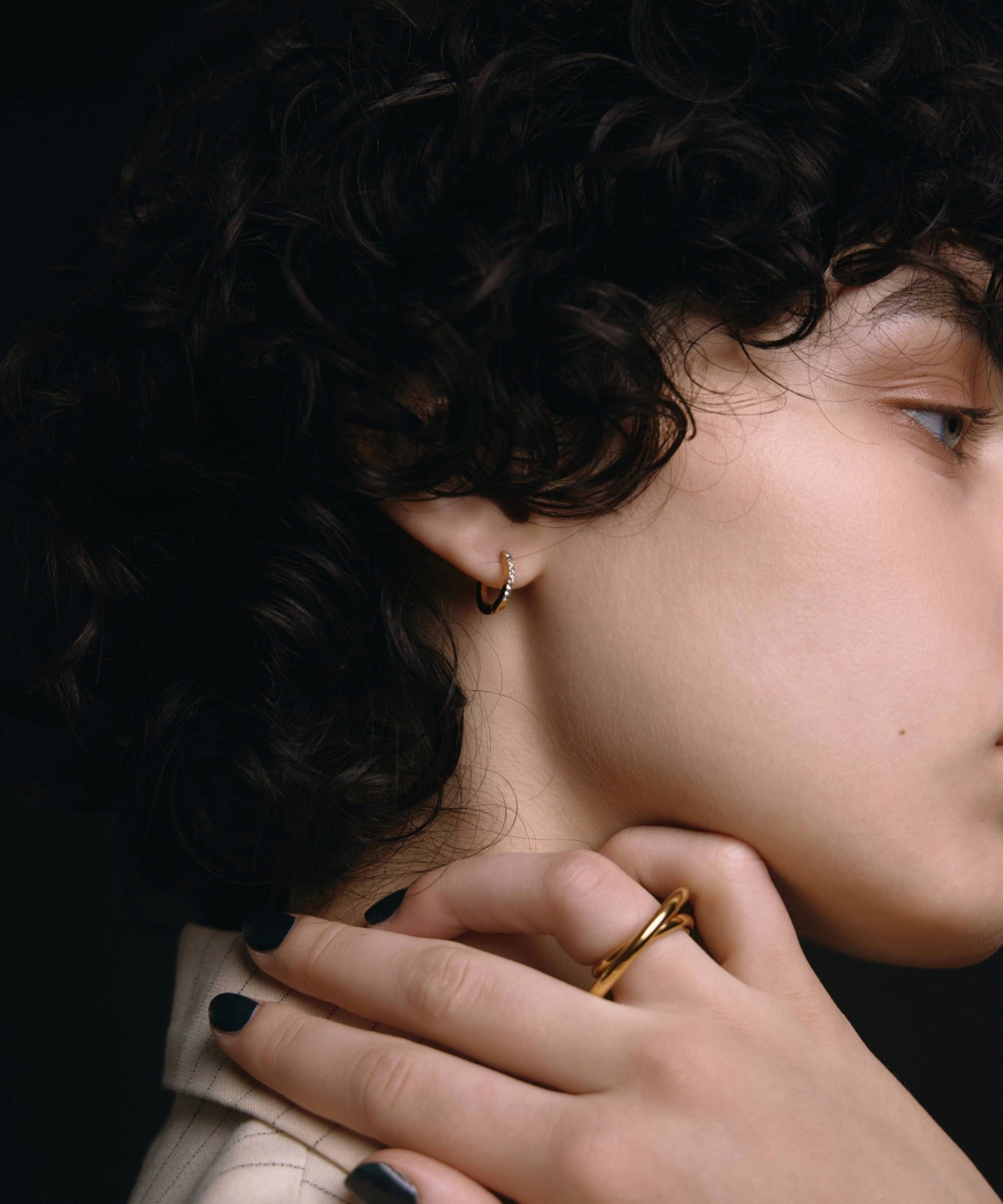 [Gold] Zirconia Hoop Earrings