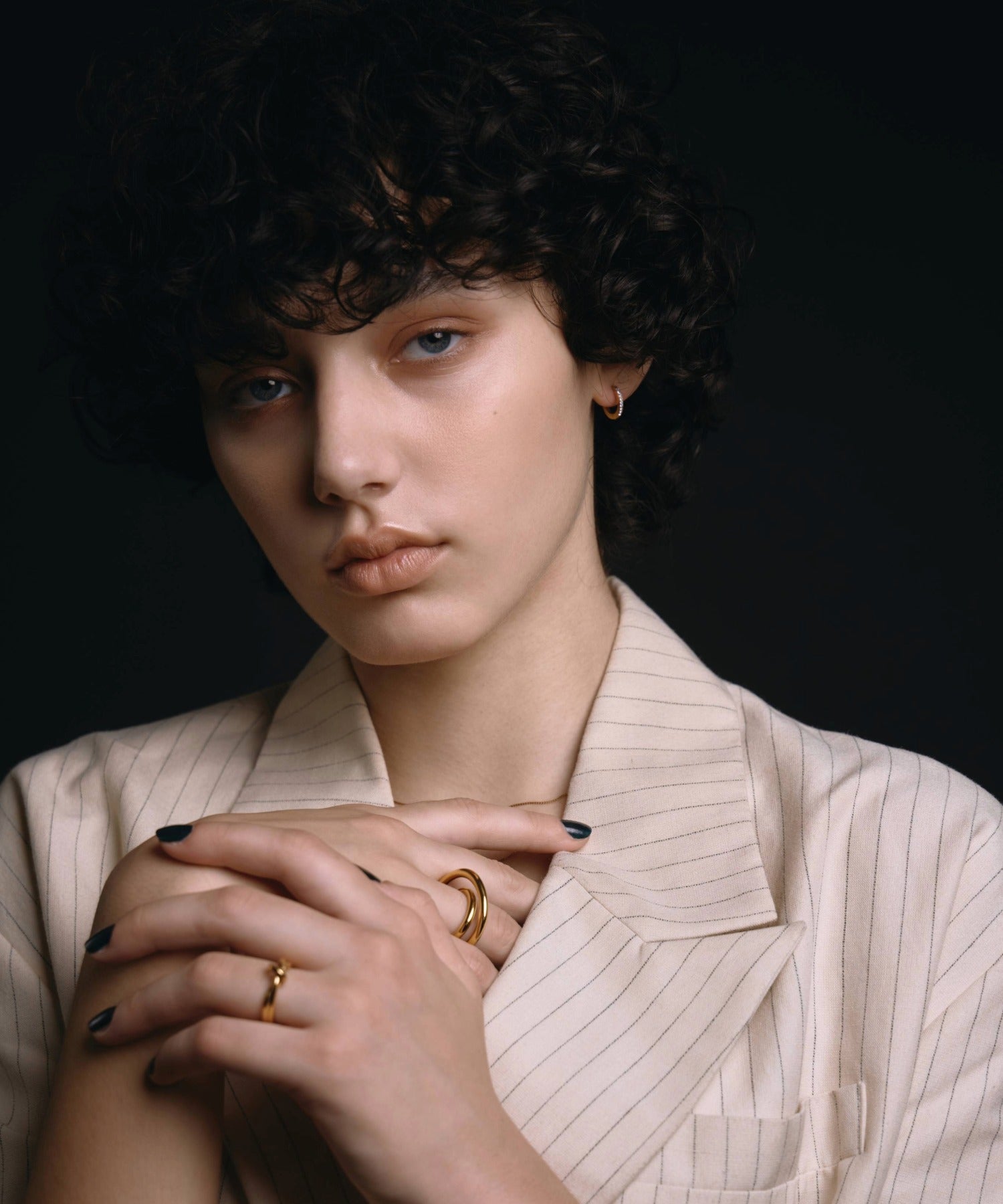 ゴールド]ジルコニアフープピアス