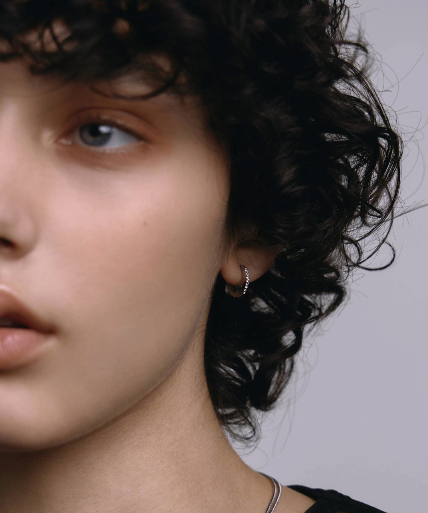 シルバー]ジルコニアフープピアス