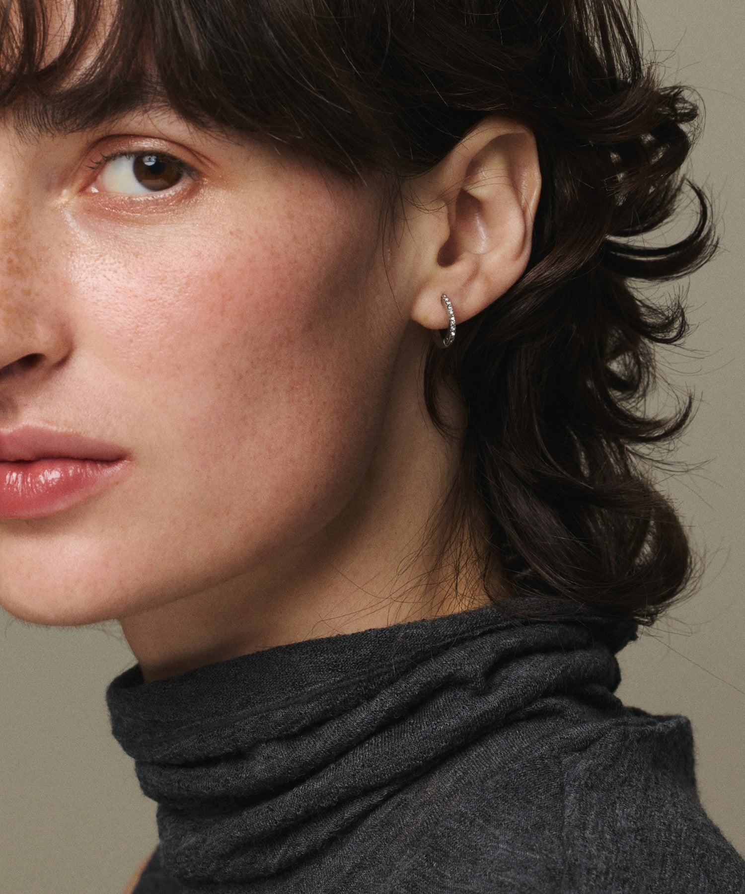 [Silver] Zirconia Hoop Earrings