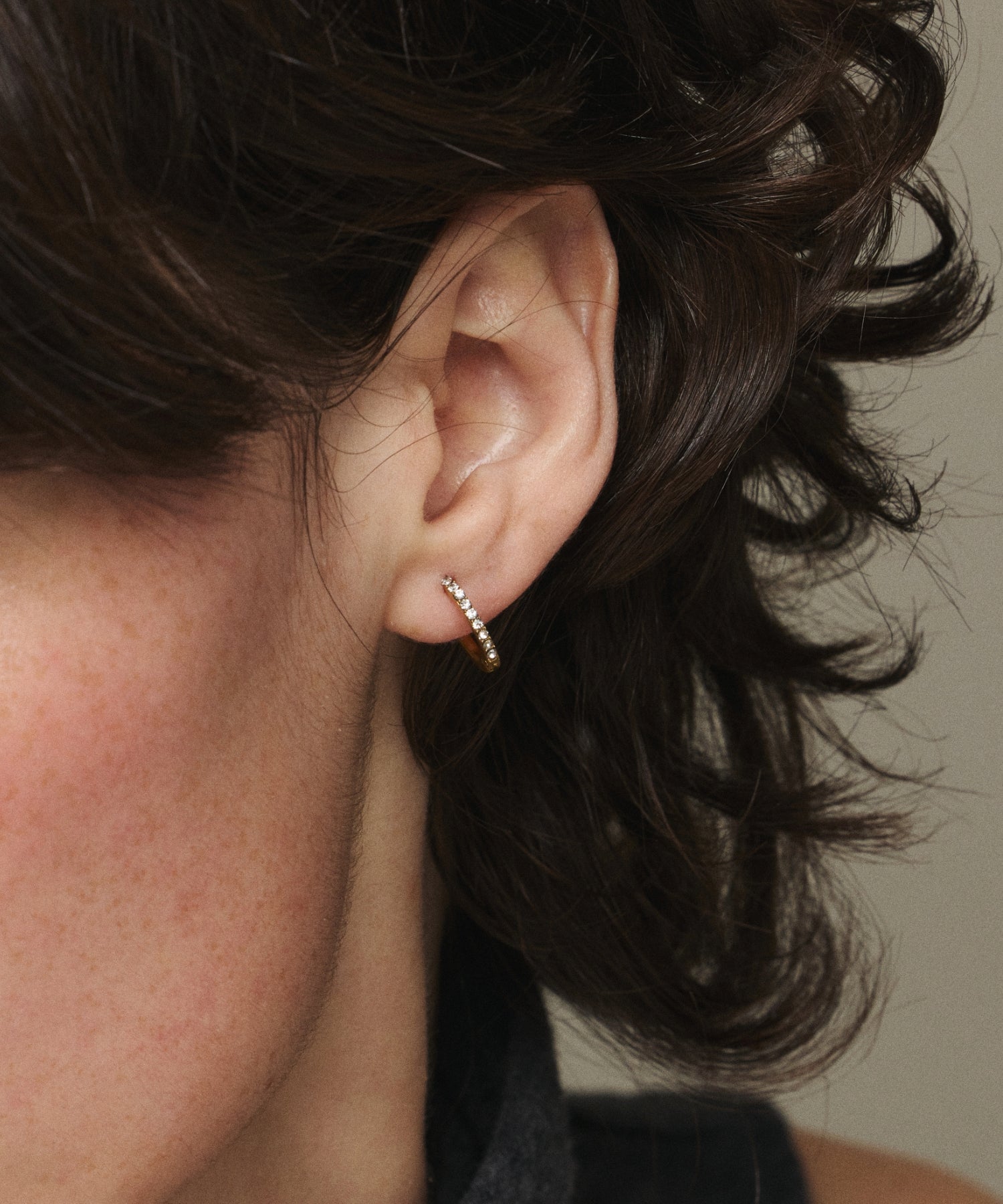 [Gold] Zirconia Hoop Earrings