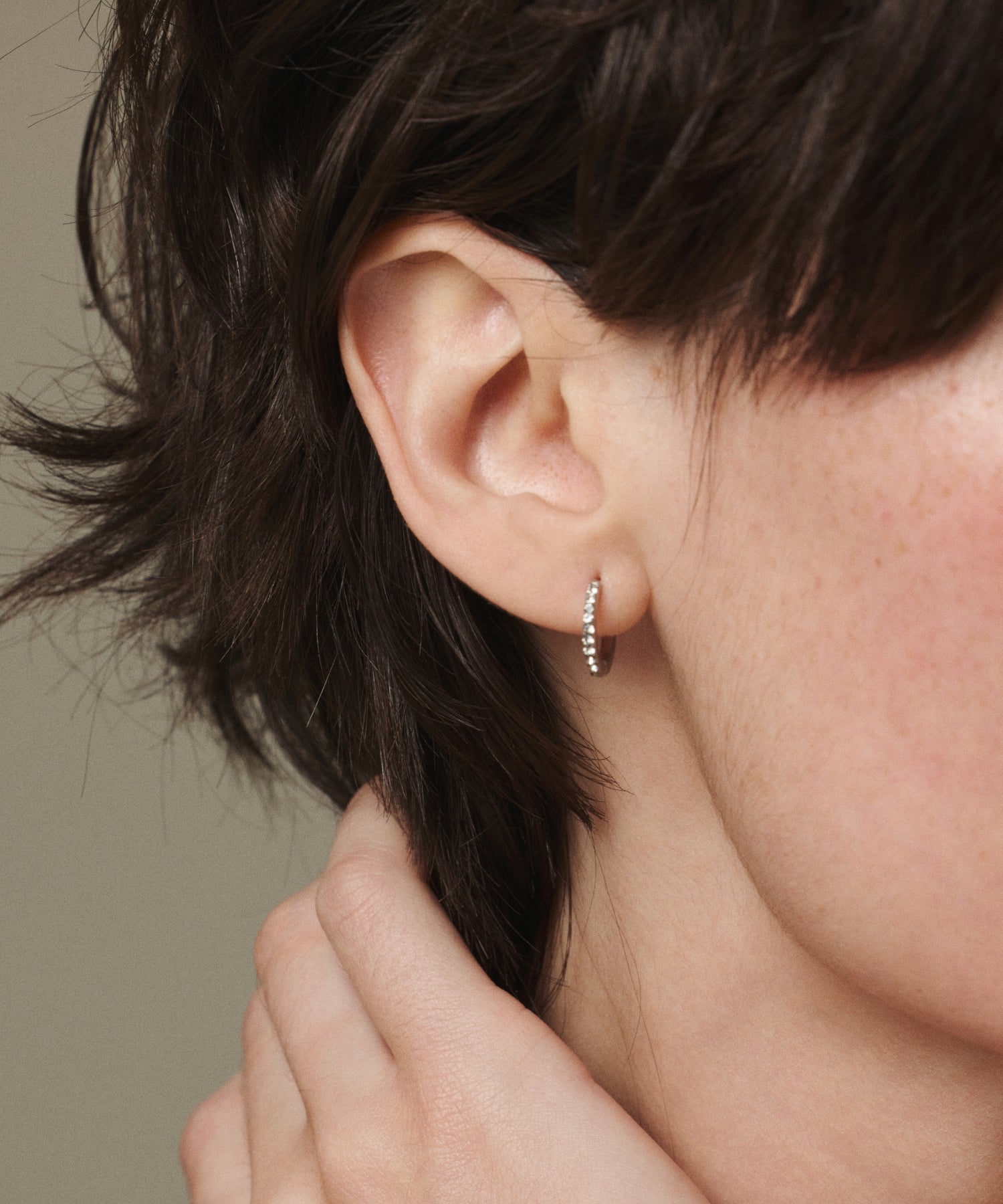 [Silver] Zirconia Hoop Earrings