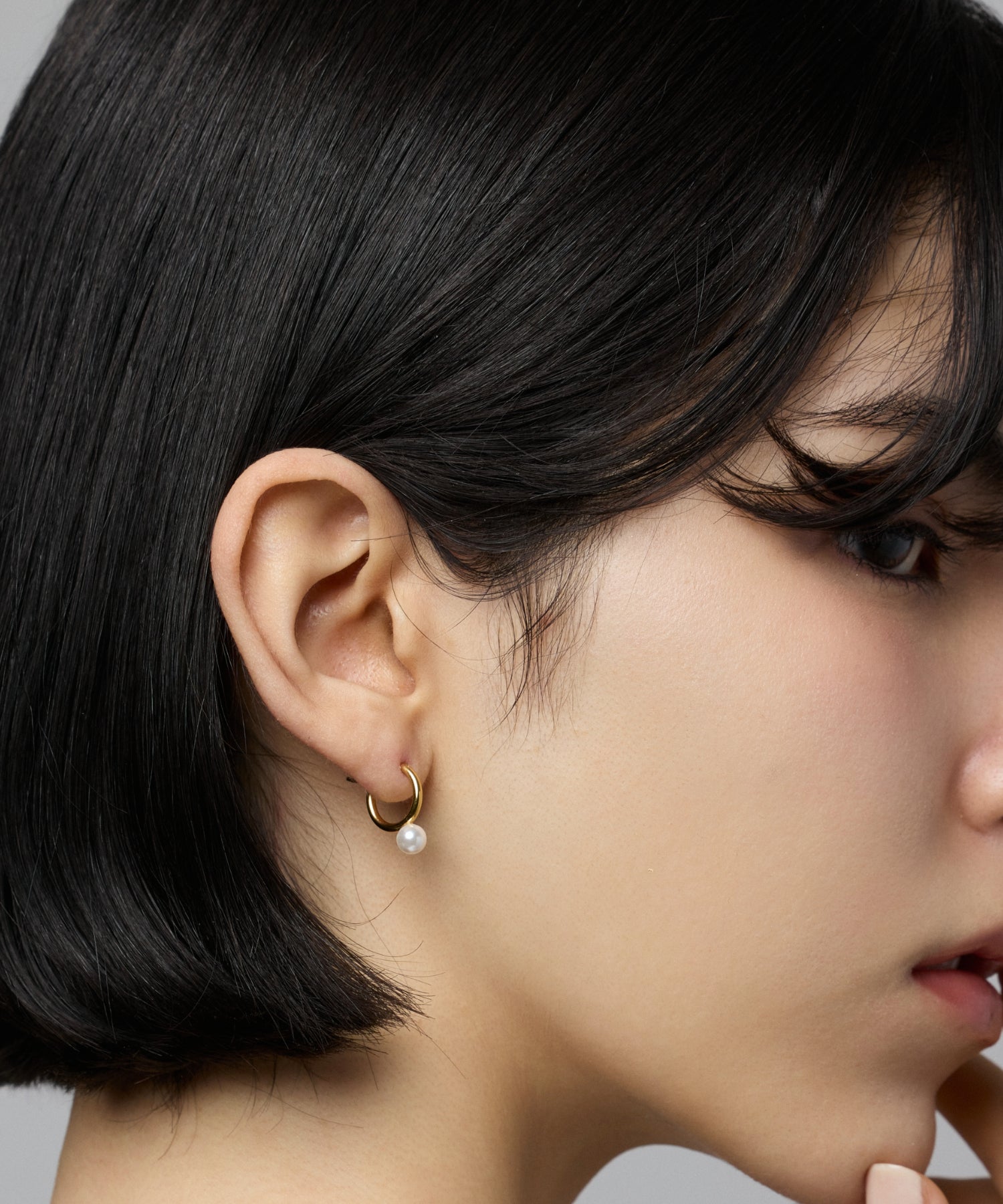 [ゴールド]パールループピアス