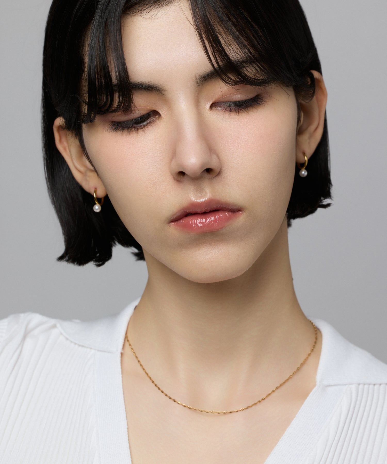 [ゴールド]パールループピアス