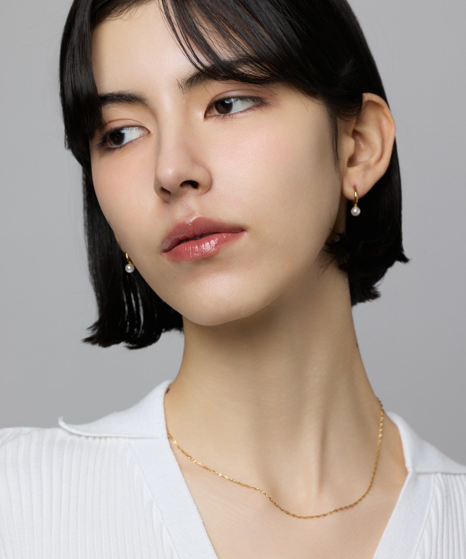 [ゴールド]パールループピアス