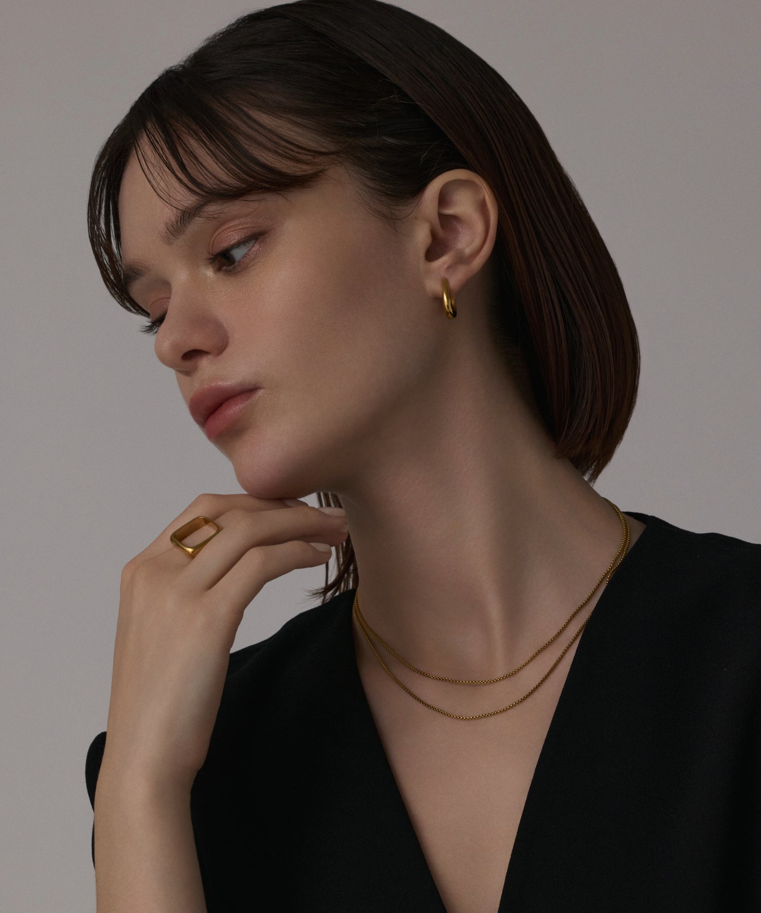 ゴールド]2wayチェーンネックレス