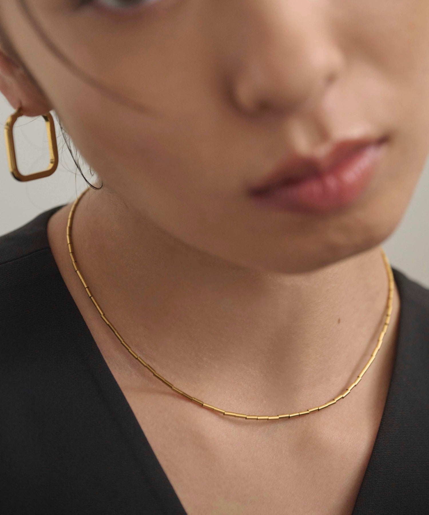 テン ネックレス パイプビーズ ゴールド]パイプビーズネックレス