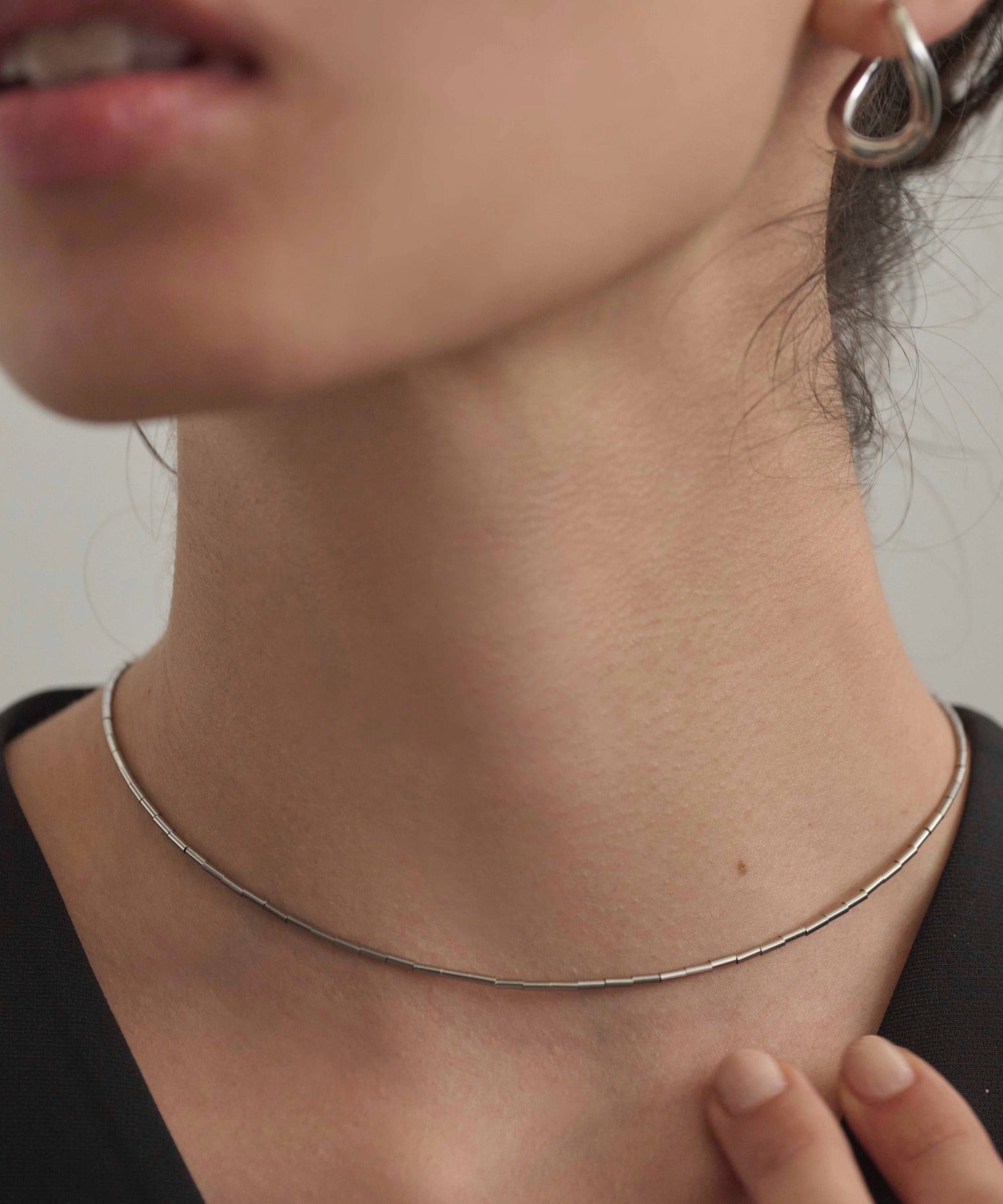 [Silver] Pipe Bead Necklace