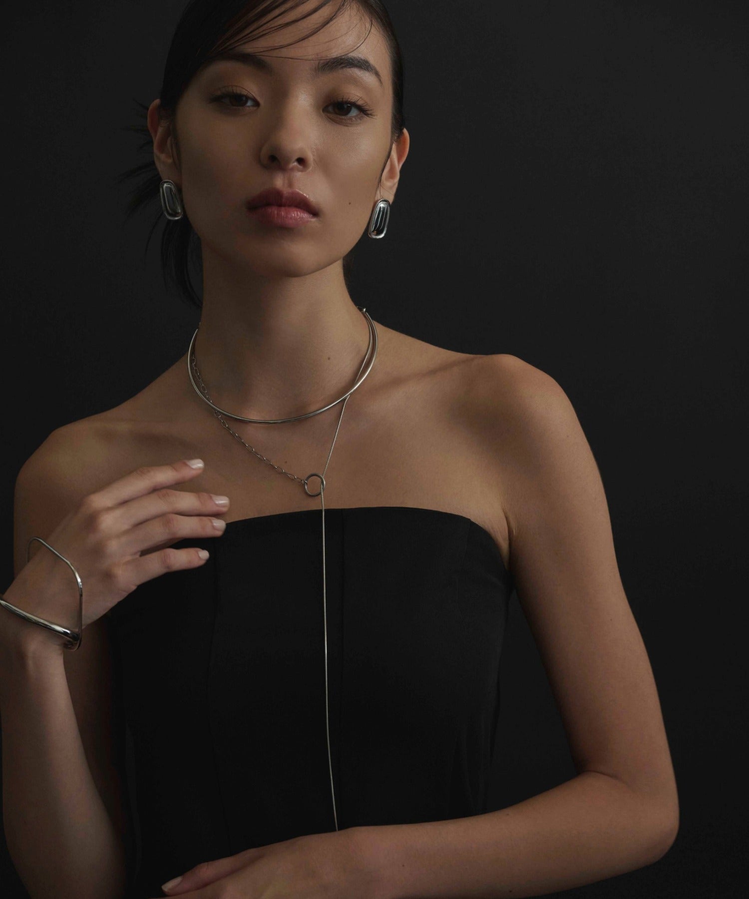 [Silver] 2way choker necklace