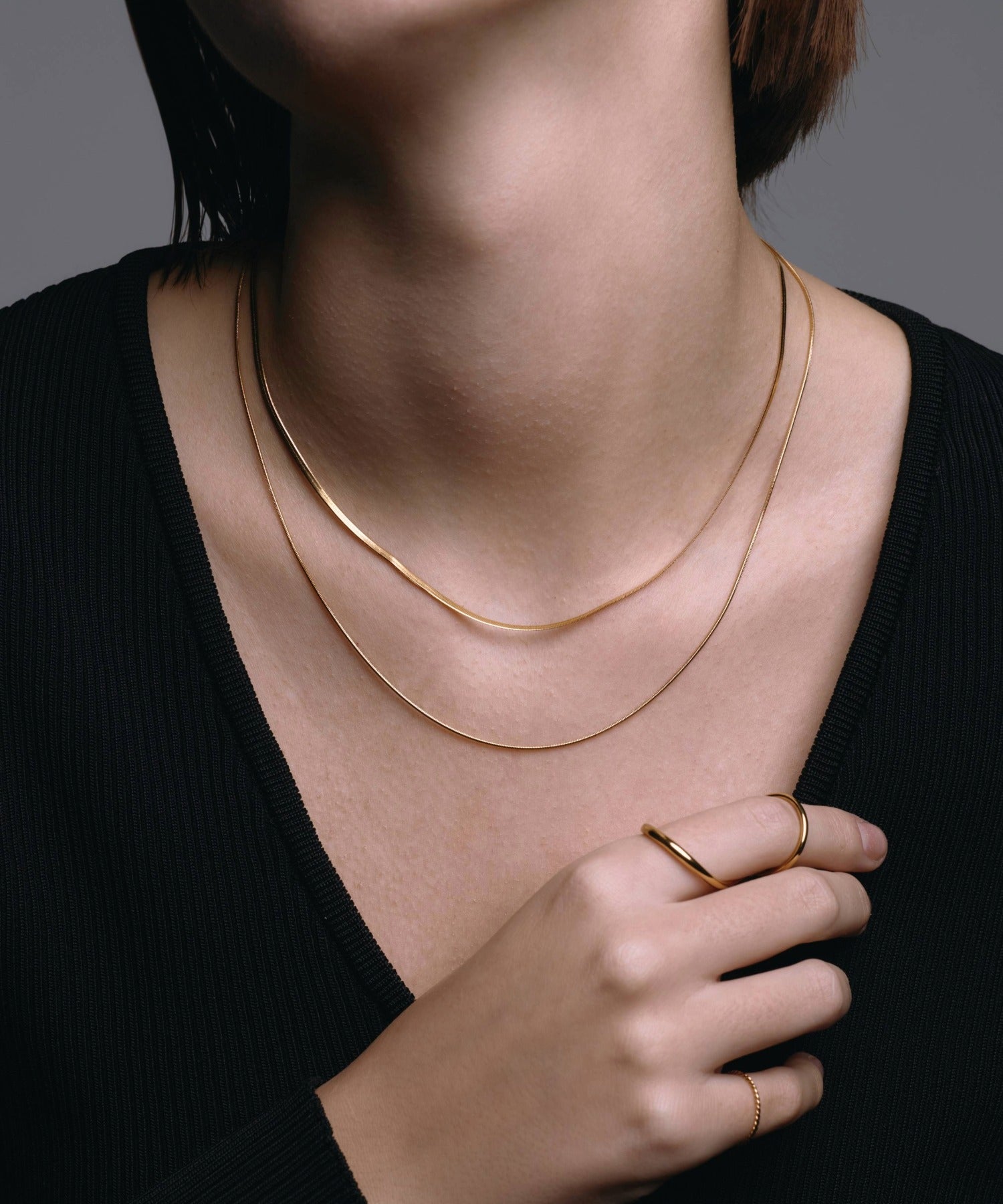 [ゴールド]スネークレイヤーネックレス