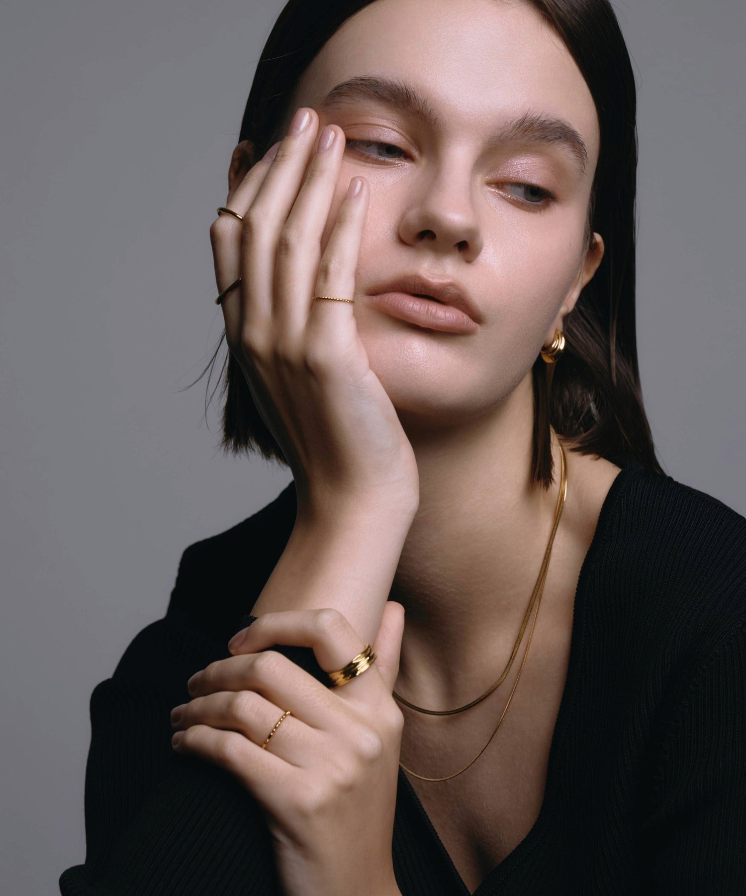 [ゴールド]スネークレイヤーネックレス