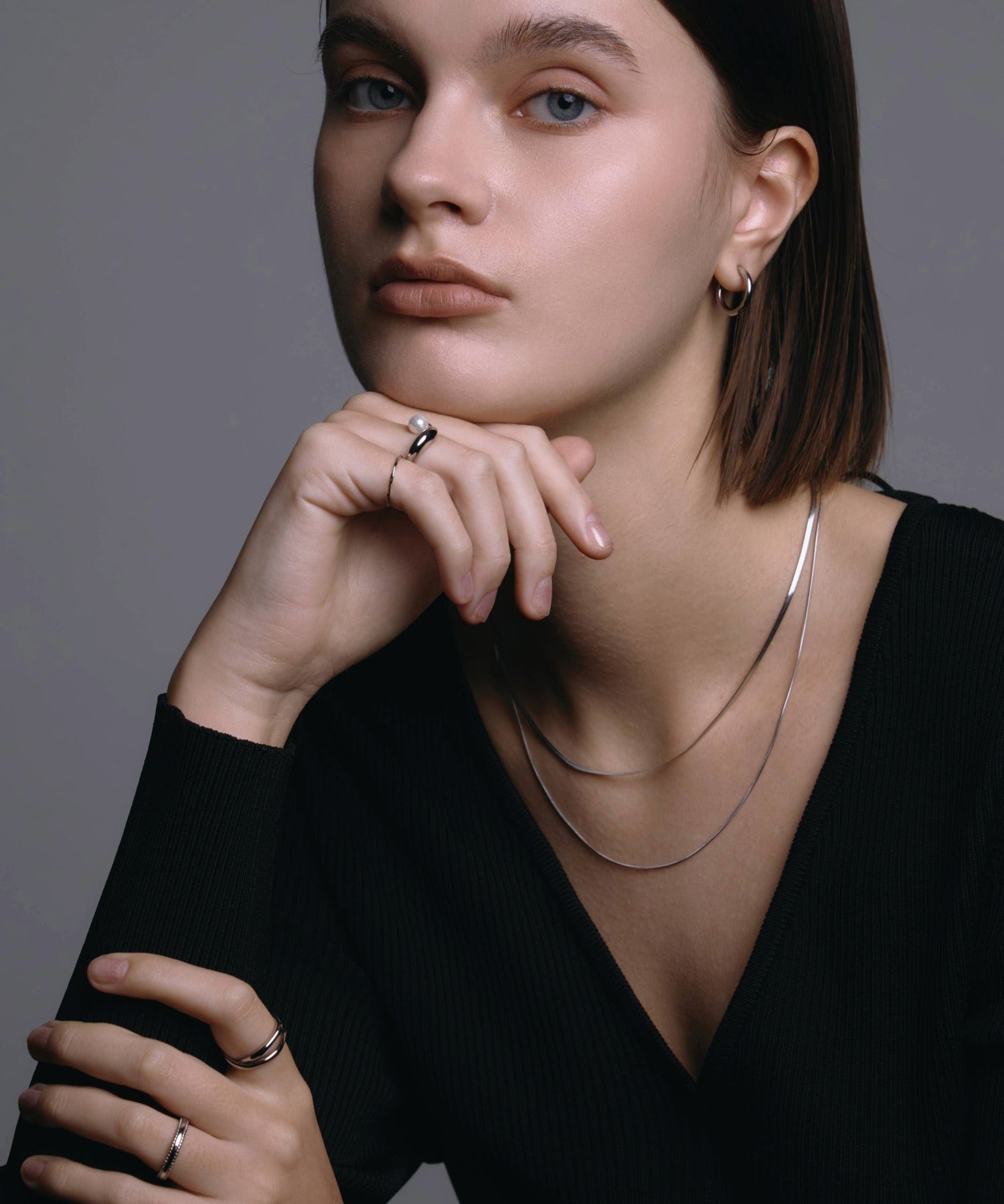 [シルバー]スネークレイヤーネックレス