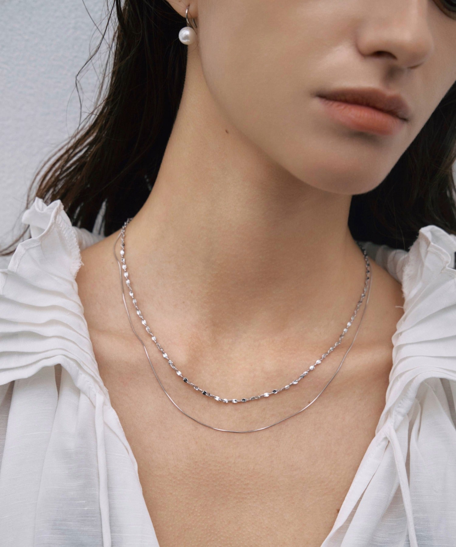 [シルバー]ルミナレイヤーネックレス