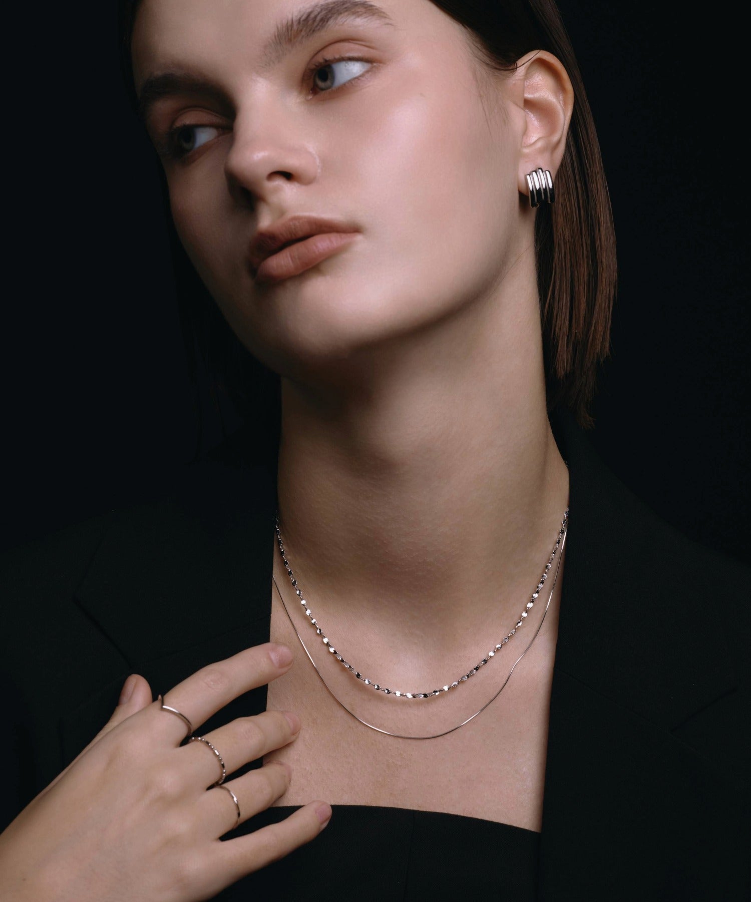 [シルバー]ルミナレイヤーネックレス