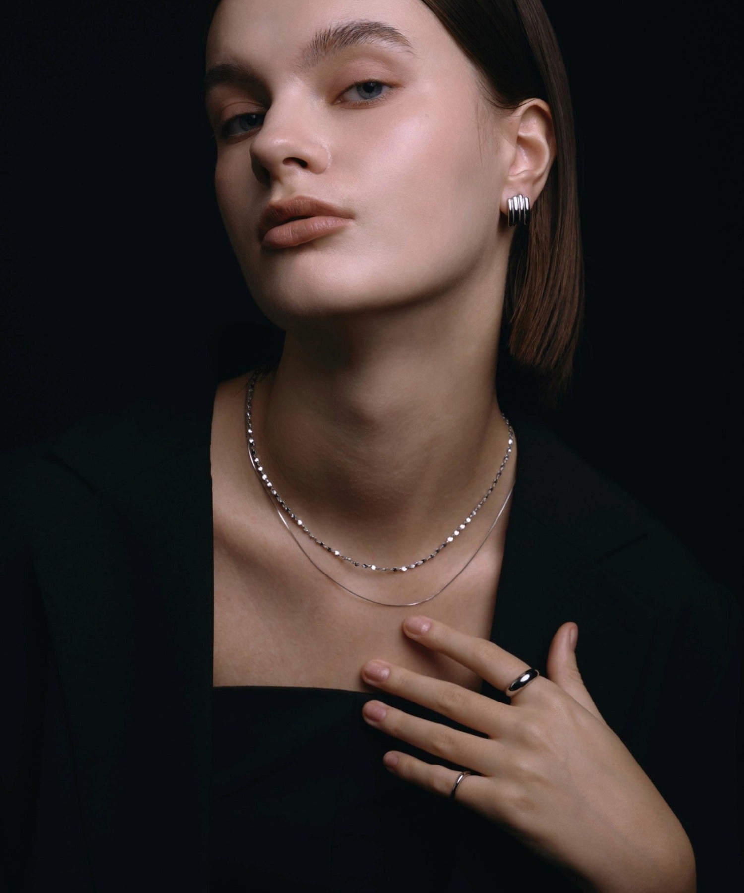 [シルバー]ルミナレイヤーネックレス