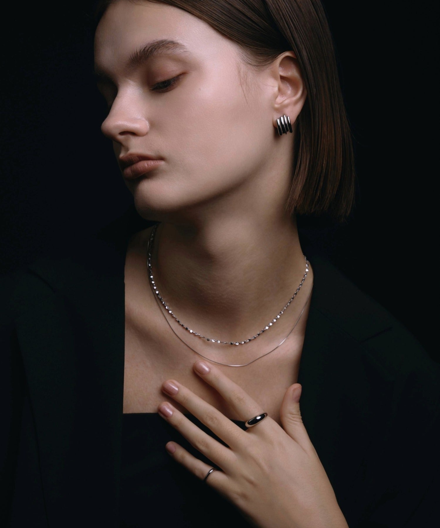 [シルバー]ルミナレイヤーネックレス