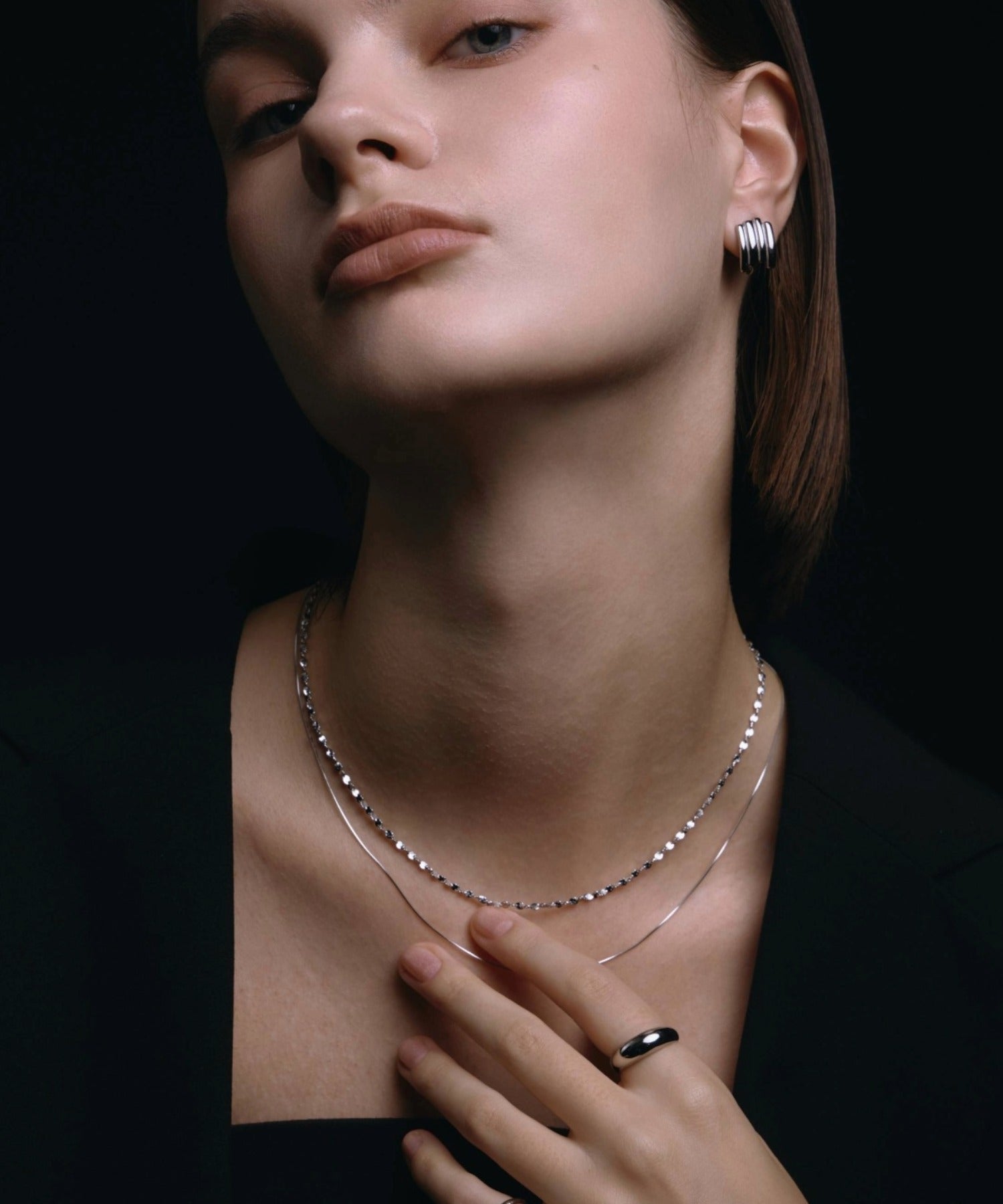 [シルバー]ルミナレイヤーネックレス