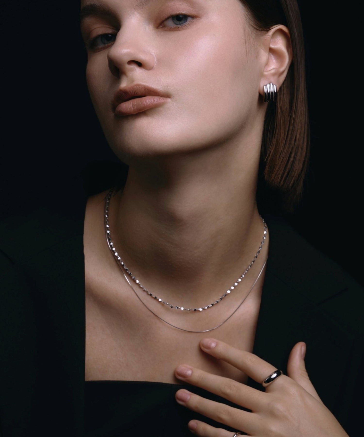 [シルバー]ルミナレイヤーネックレス