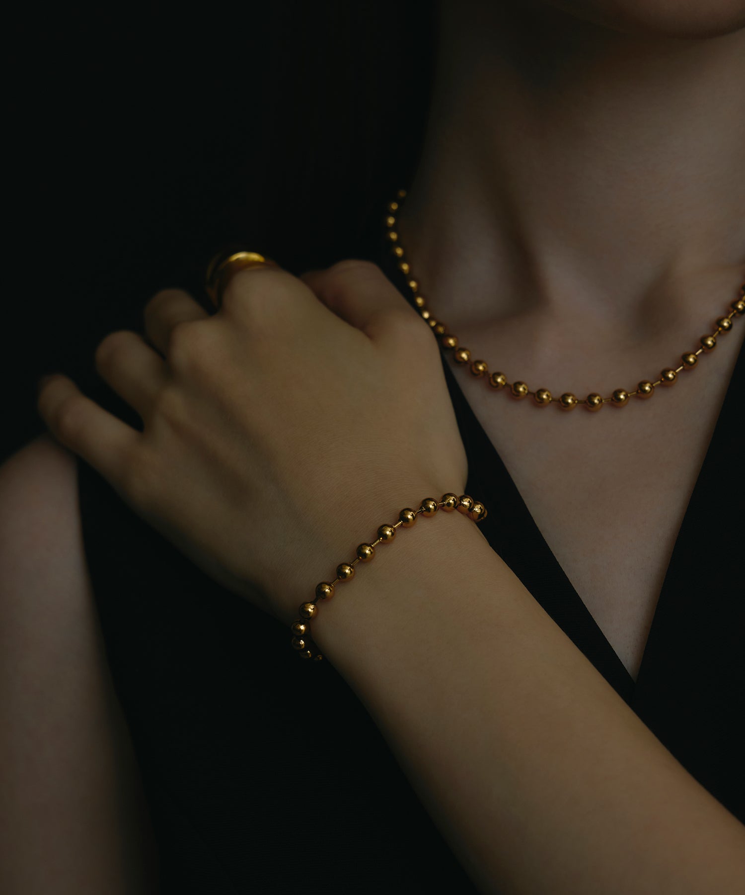 【T-MUNE】Glitter ブレスレット （ゴールド） ゴールド]アンサンブルドットブレスレット