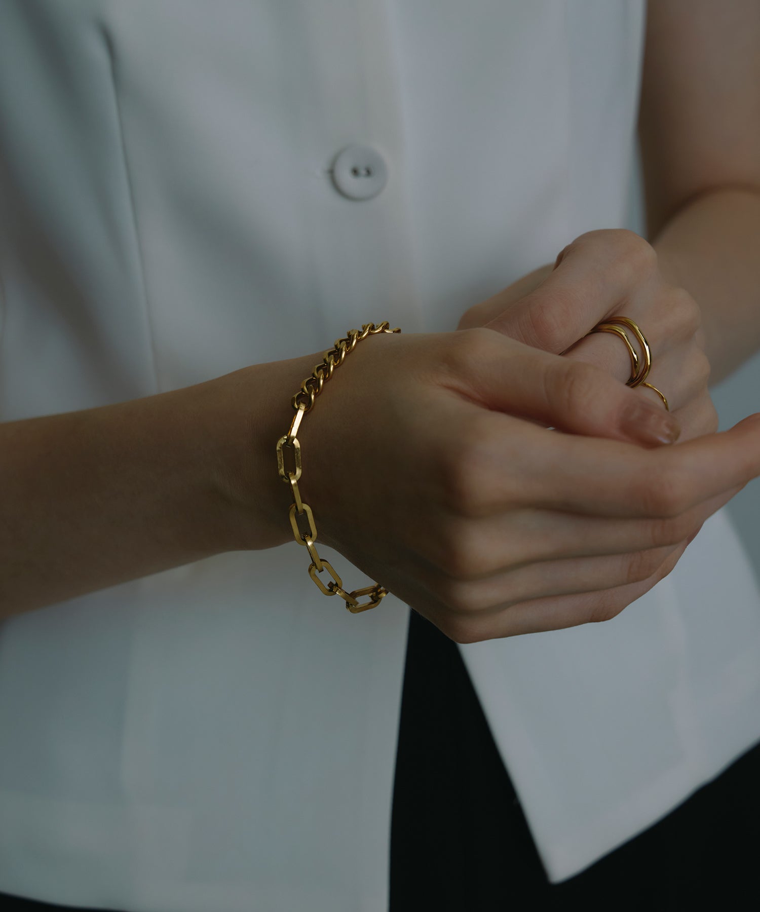 GD／ブレスレット(スェード&ゴールドチェーン) ③ レクトチェーンブレスレット GD -S-