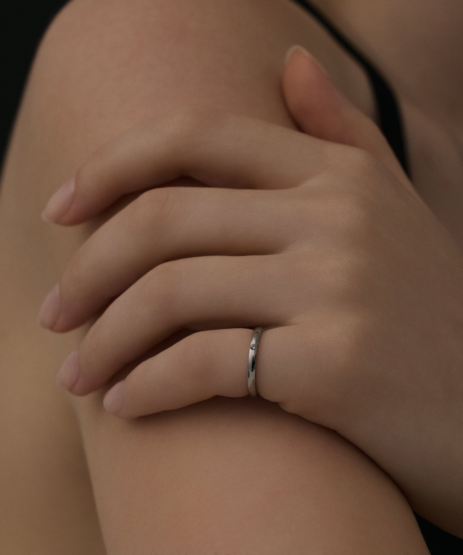 シルバー]ストーンピンキーリング